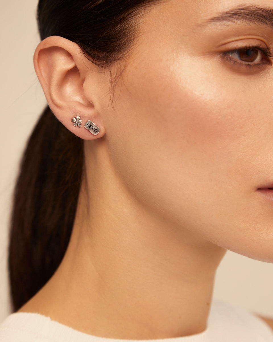 Piercing Banhado em Prata de Lei de Trevo Prata-4