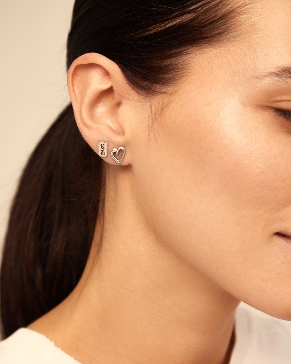 Piercing Banhado em Prata de Lei de "coração Cravado Prata-4