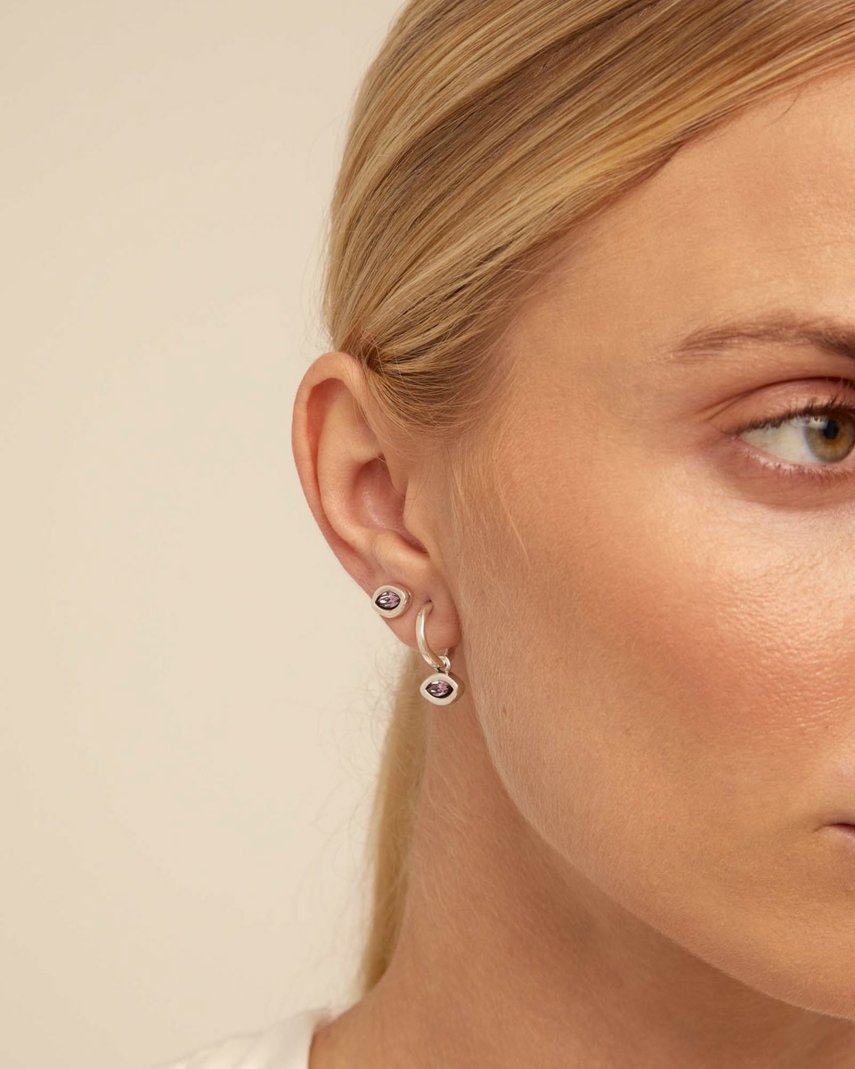 Piercing Banhado em Prata de Lei e Cristal Prata-4