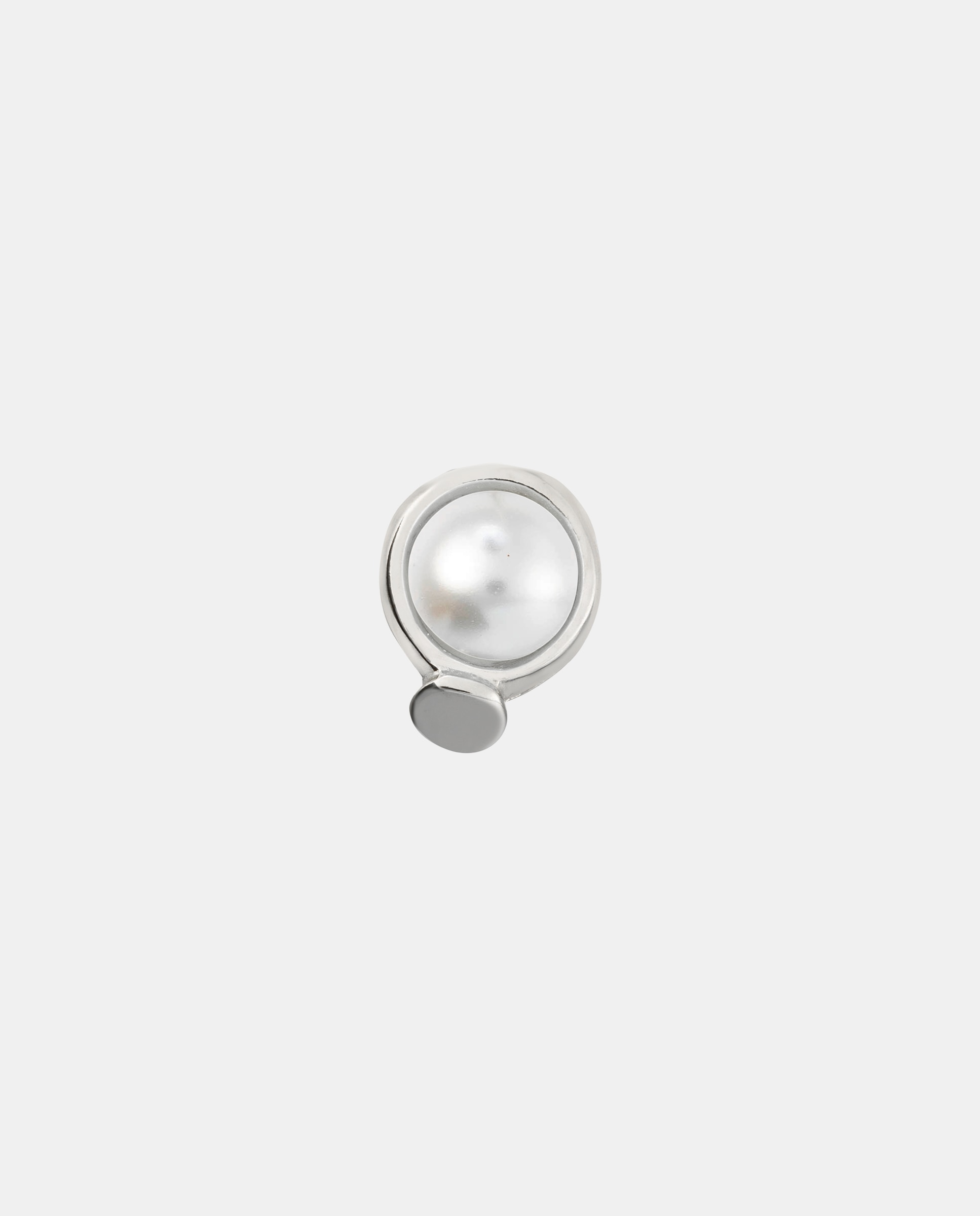 Piercing Banhado em Prata de Lei de Círculo Cravado e Pérola Prata-1