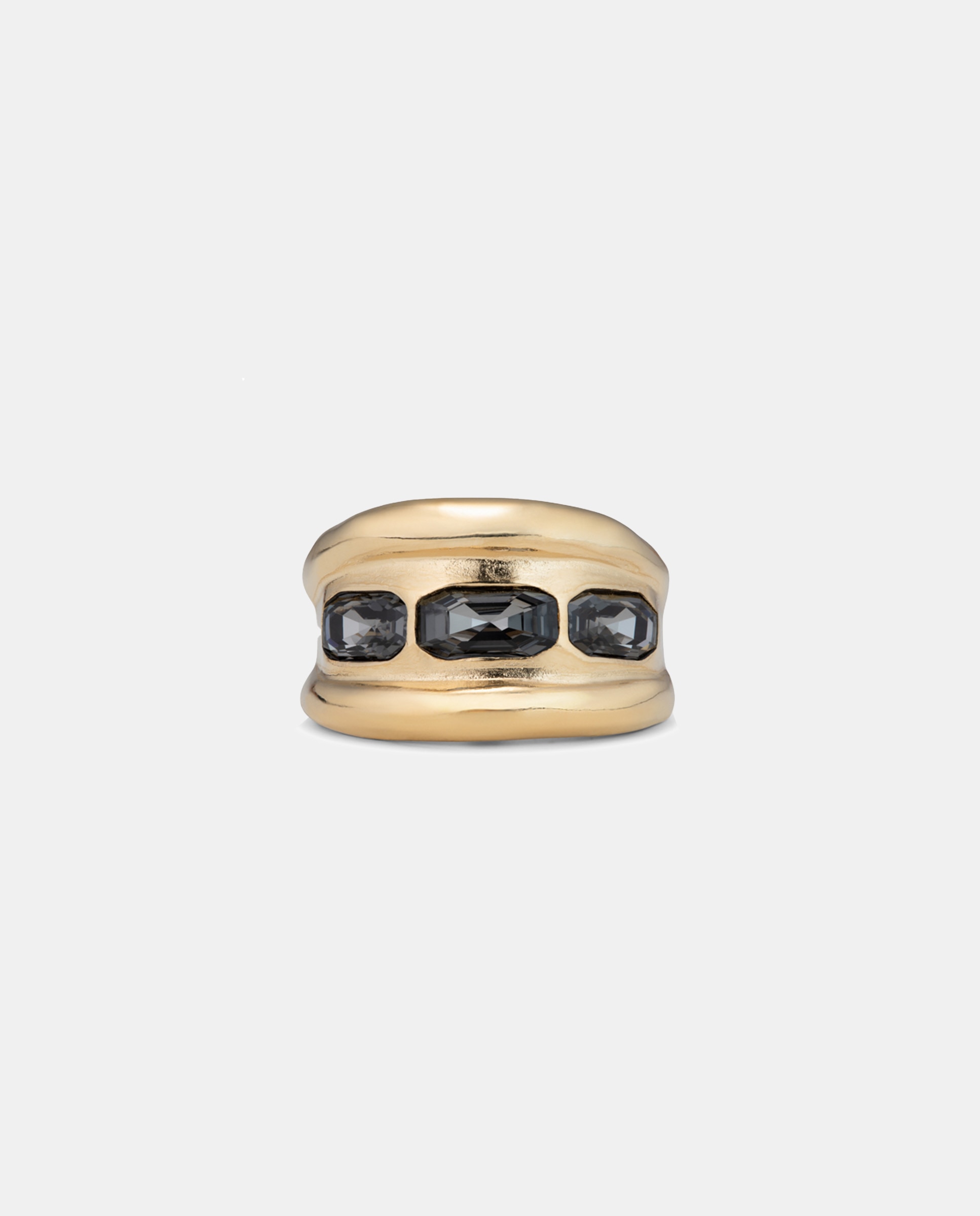 Anel Banhado a Ouro 18k e 3 Cristais Ouro-1