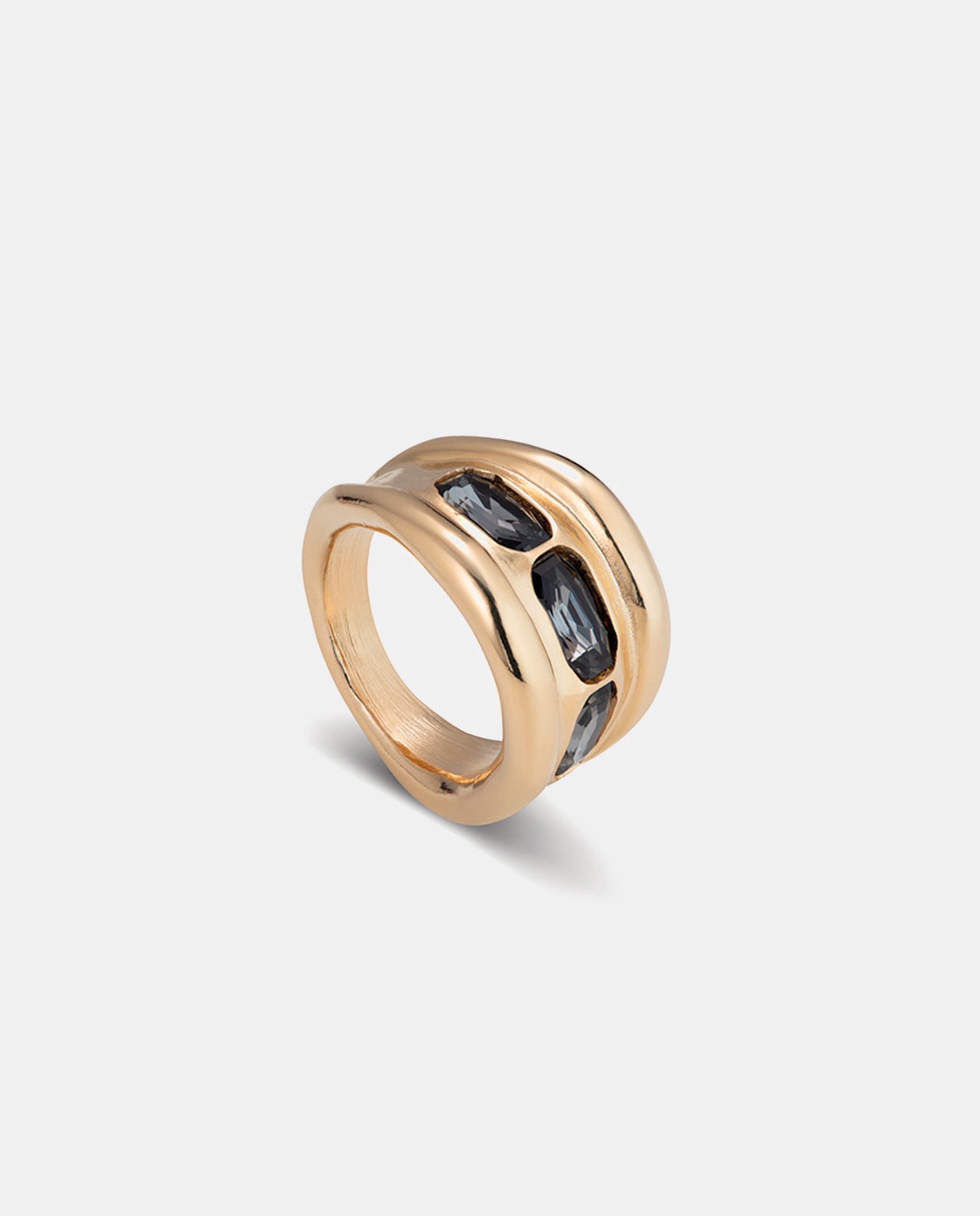 Anel Banhado a Ouro 18k e 3 Cristais Ouro-3
