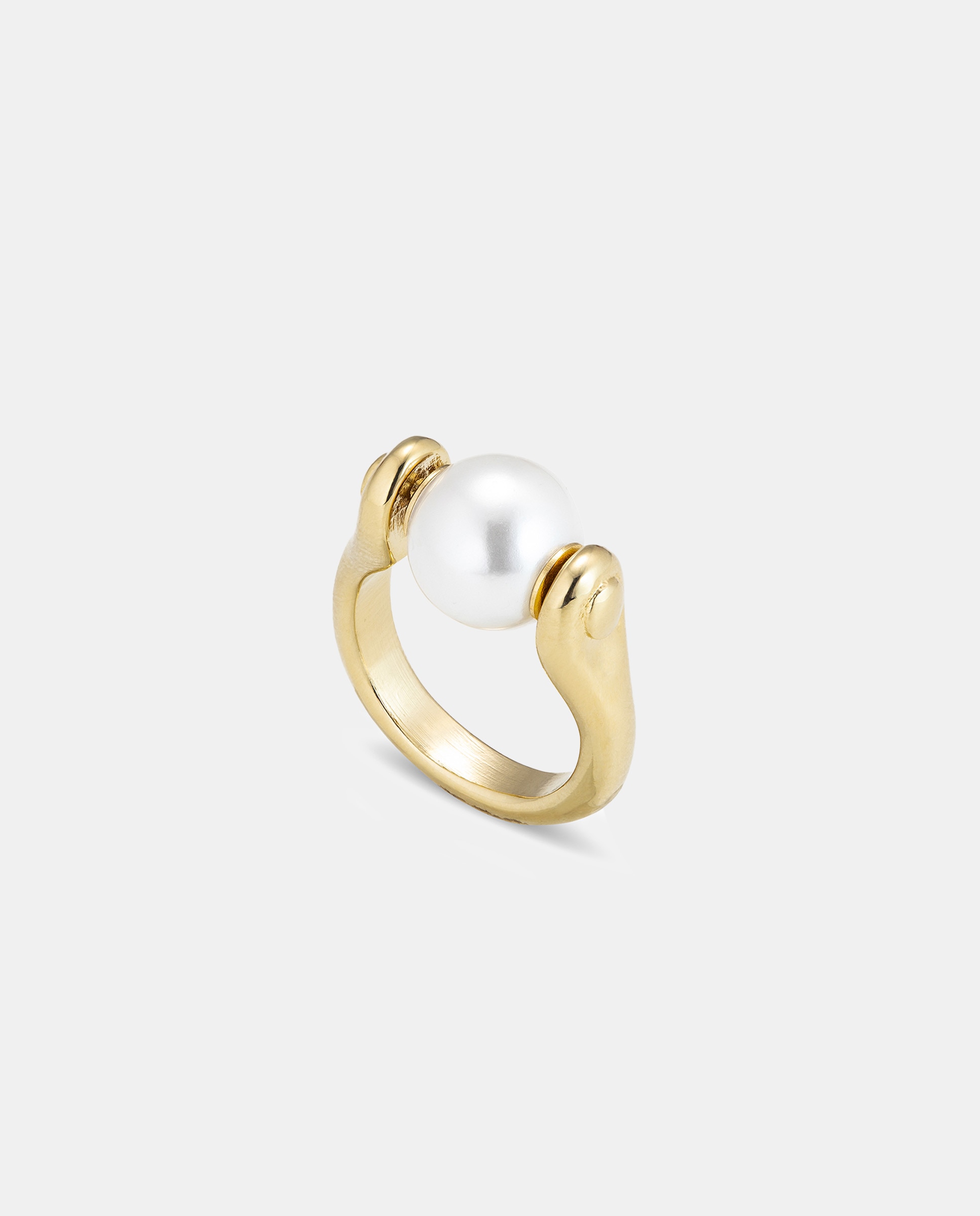 Anel Banhado a Ouro de 18k com Pérola Pequena Ouro-3