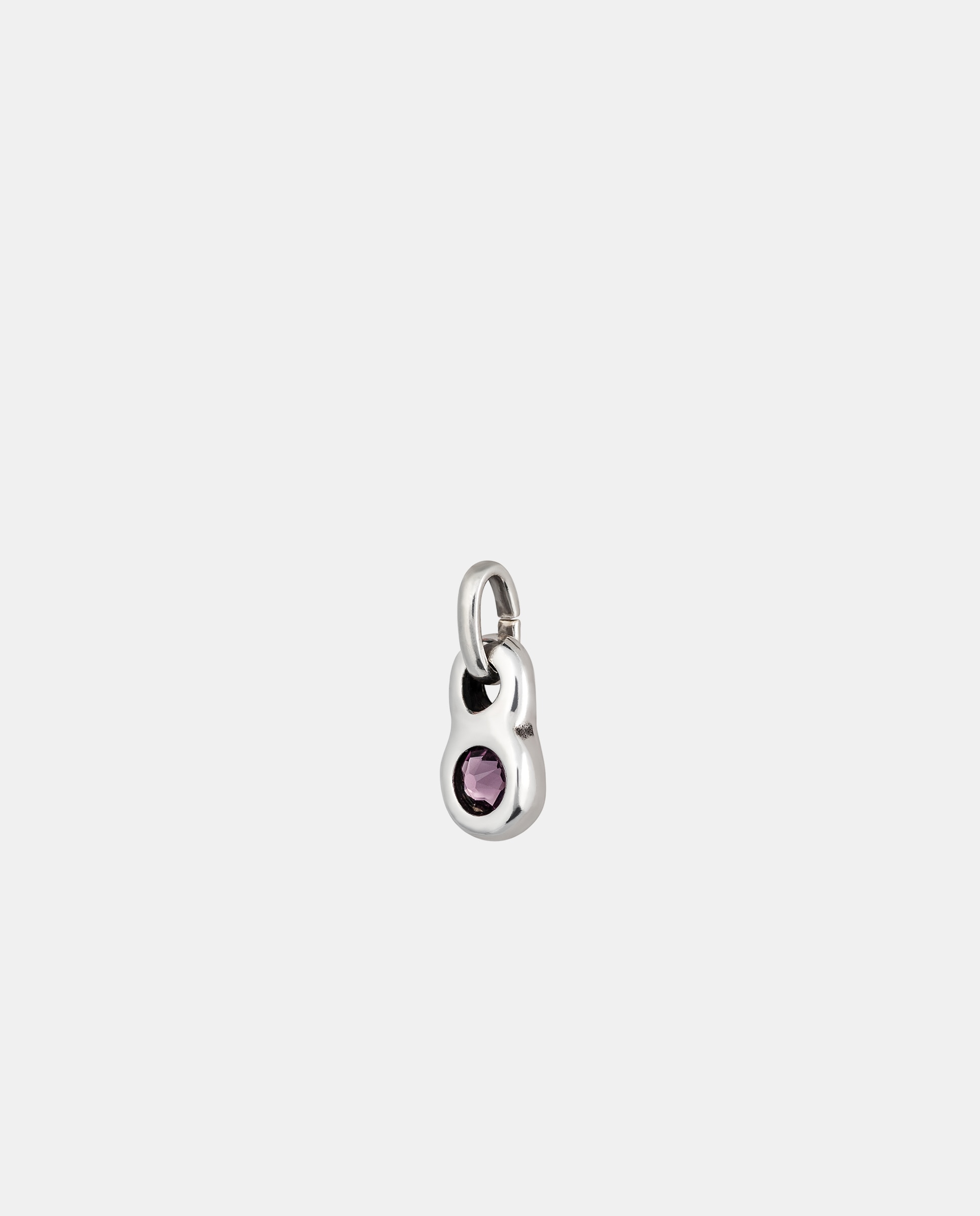 Charm Banhado em Prata de Lei com Forma Redonda e Cristal Rosa Prata-2