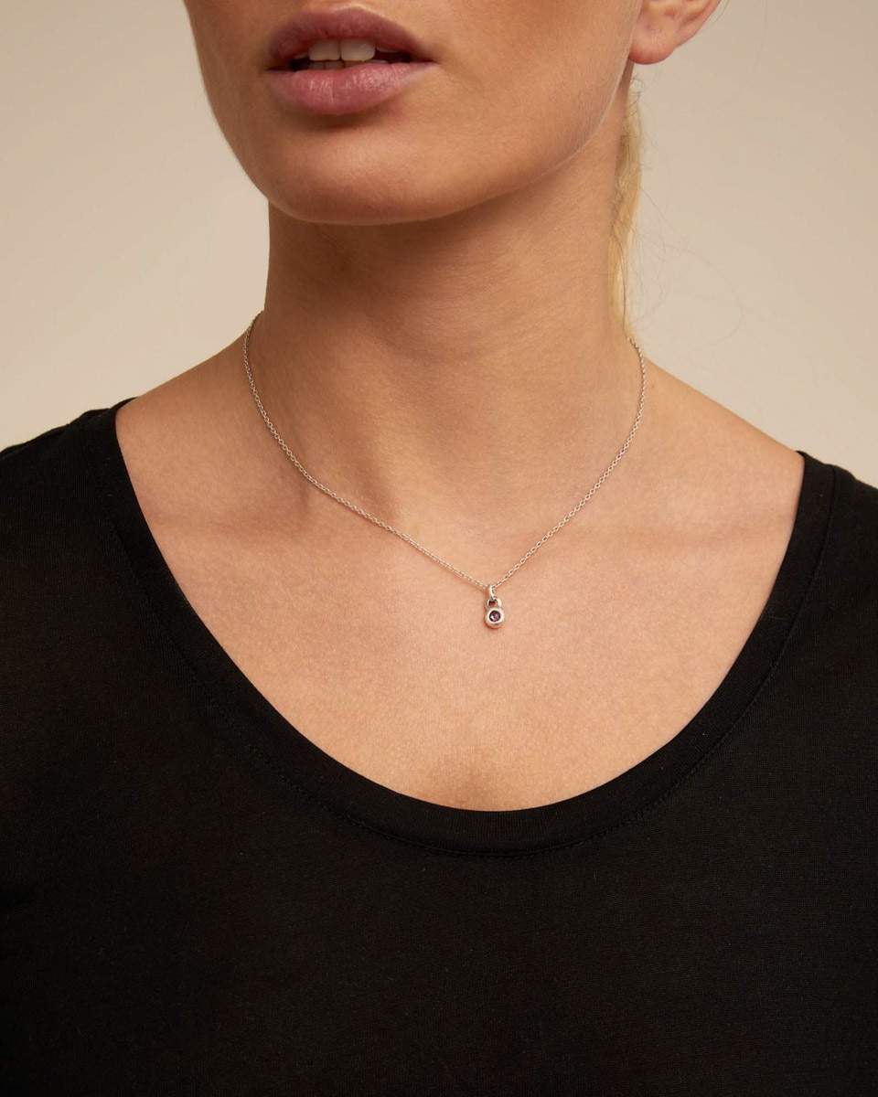 Charm Banhado em Prata de Lei com Forma Redonda e Cristal Rosa Prata-3