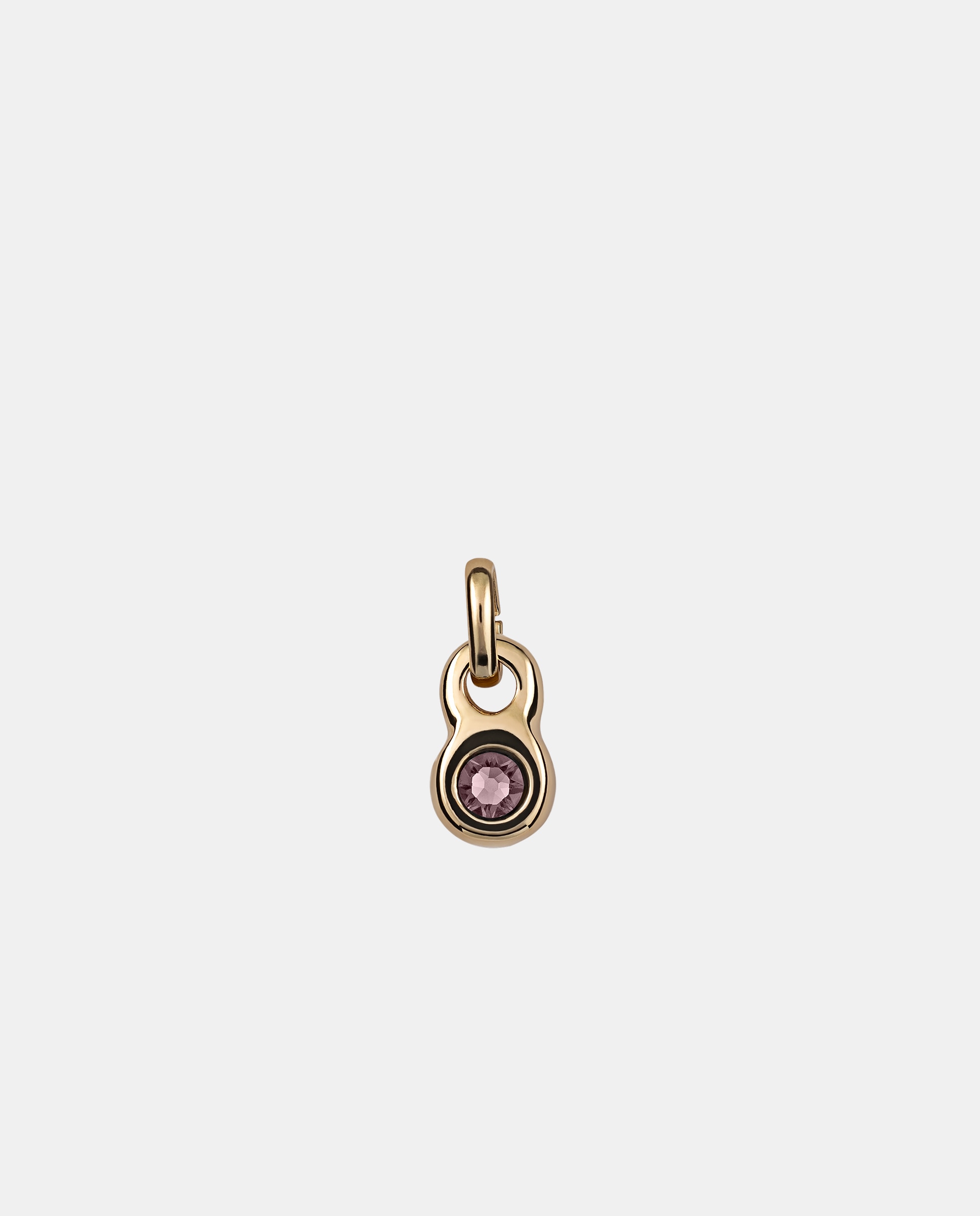 Charm Banhado em Ouro de 18k com Forma Redonda e Um Cristal Rosa Ouro-1