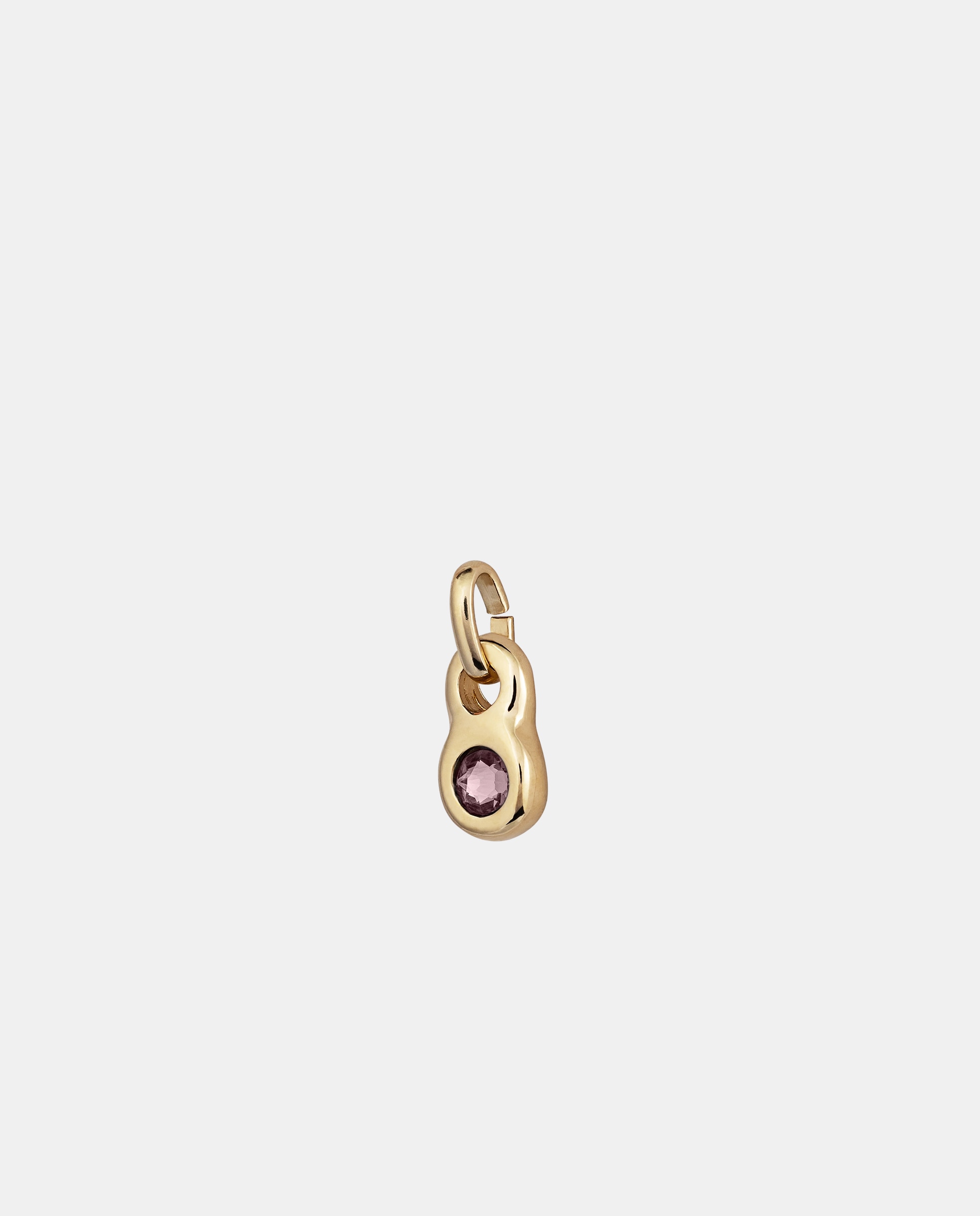 Charm Banhado em Ouro de 18k com Forma Redonda e Um Cristal Rosa Ouro-3