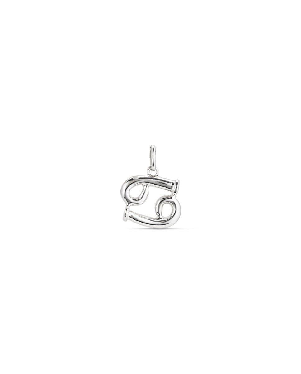Charm Banhado em Prata de Lei com Forma de Signo Câncer Prata-1