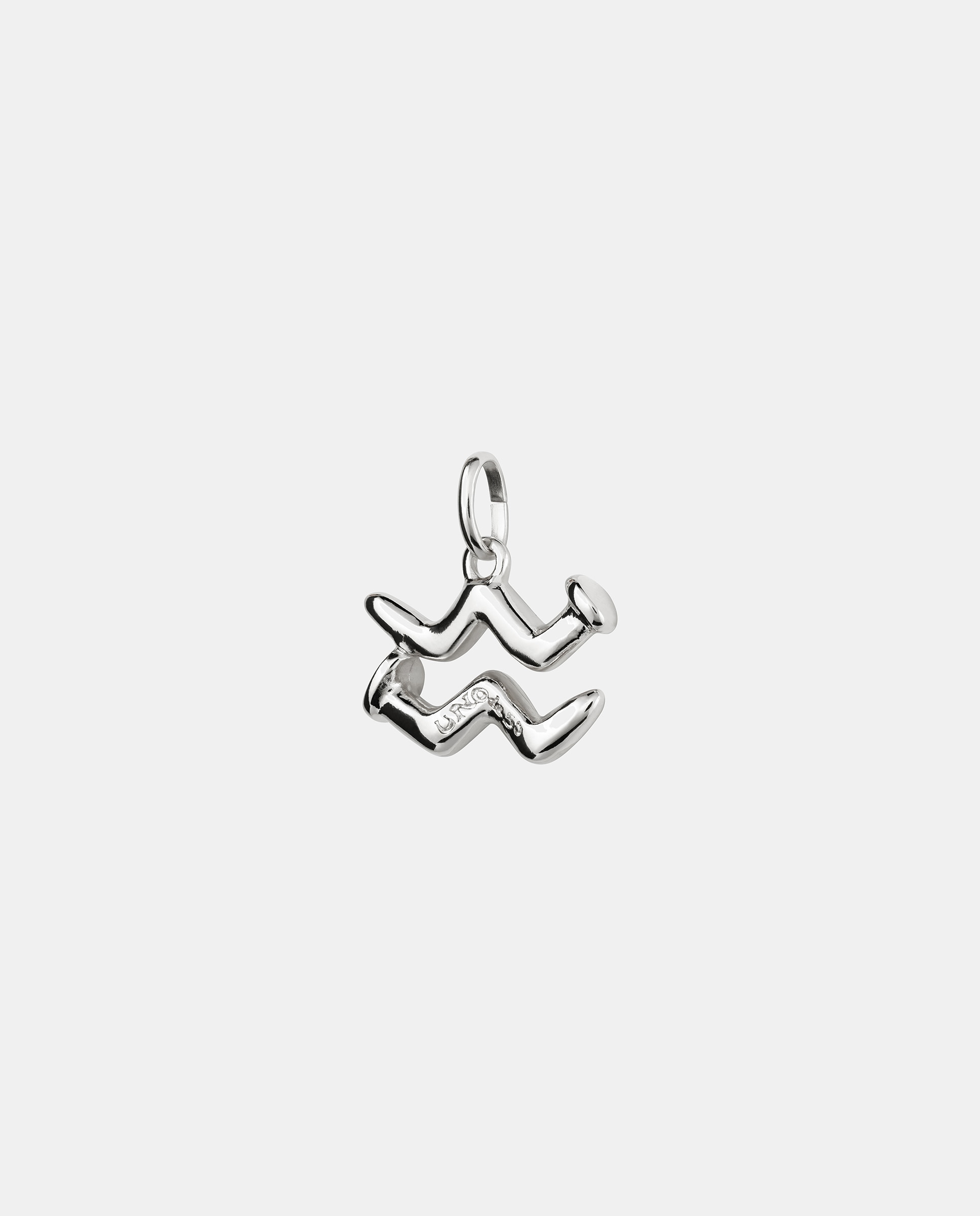 Charm Banhado em Prata de Lei com Forma de Signo Aquário Prata-1