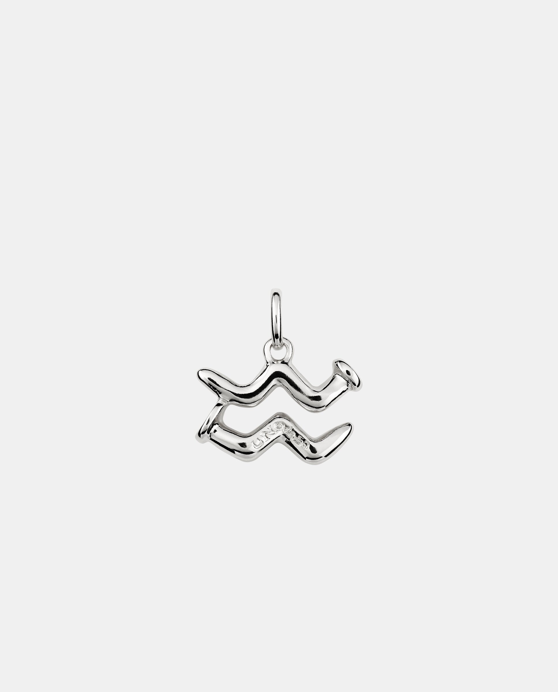 Charm Banhado em Prata de Lei com Forma de Signo Aquário Prata-2