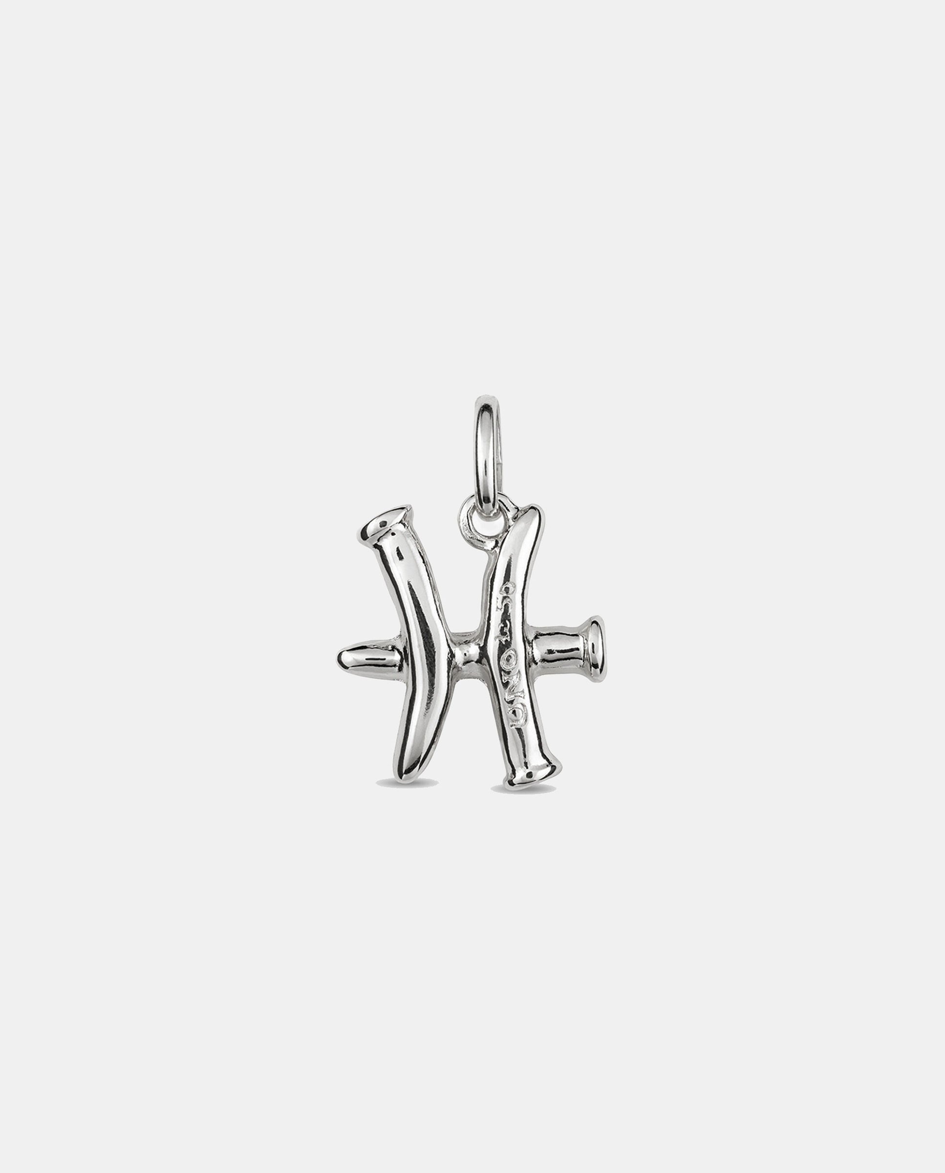 Charm Banhado em Prata de Lei com Forma de Signo Peixes Prata-1
