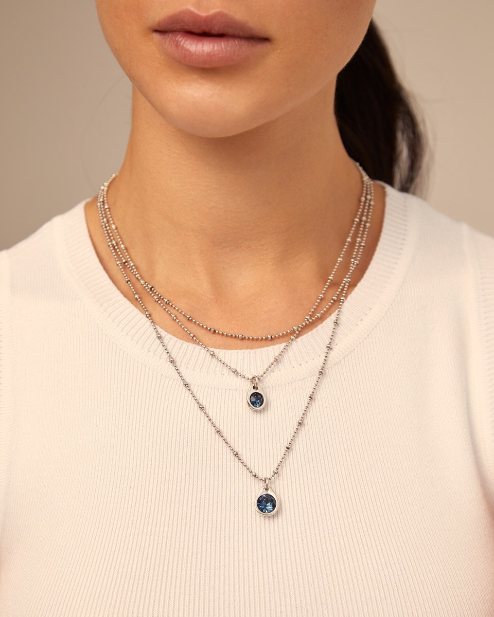 Pendente Triple Midi Banhado em Prata de Lei e Cristais Prata-5