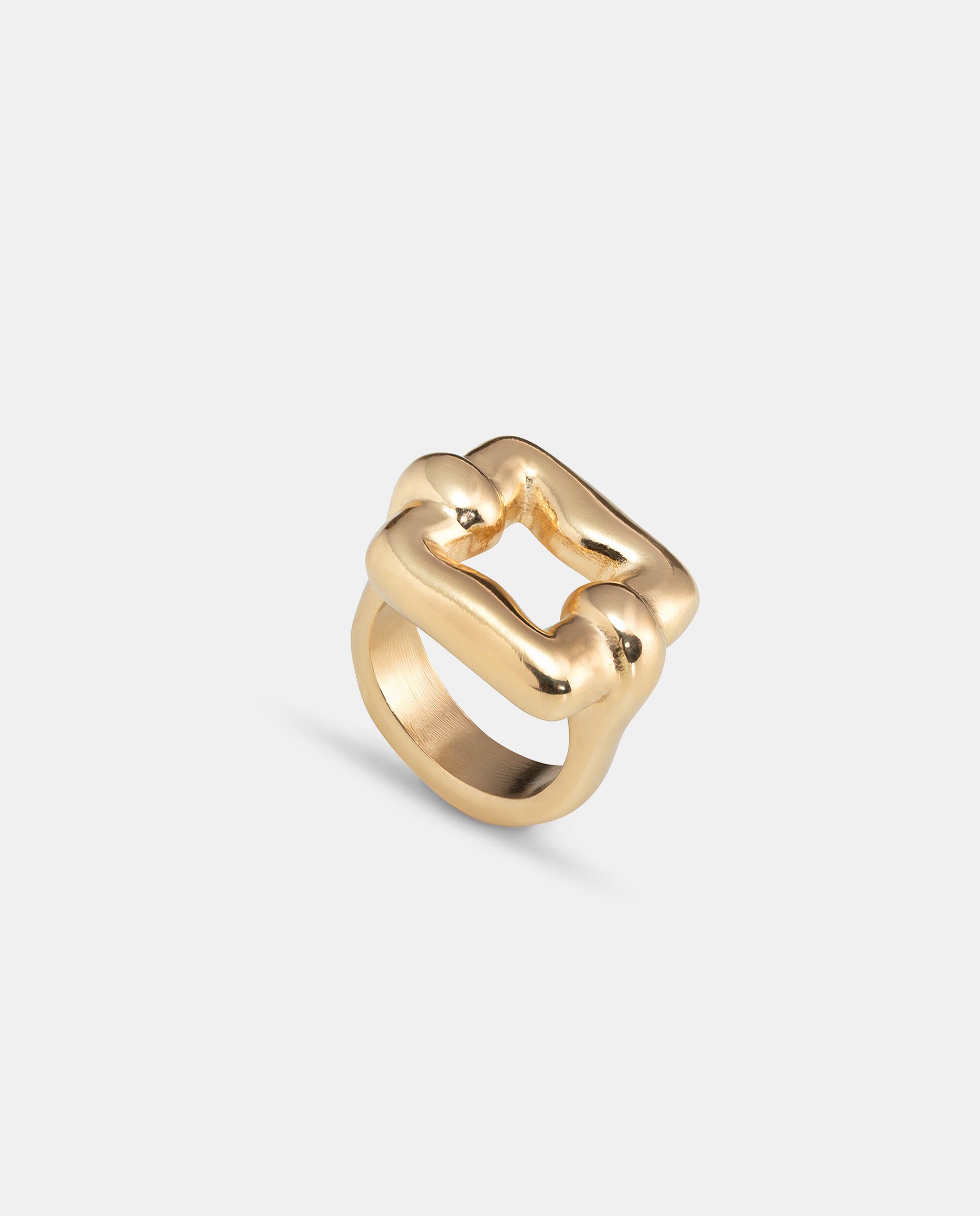 Anel Elo Quadrado Banhado a Ouro de 18k Ouro-1