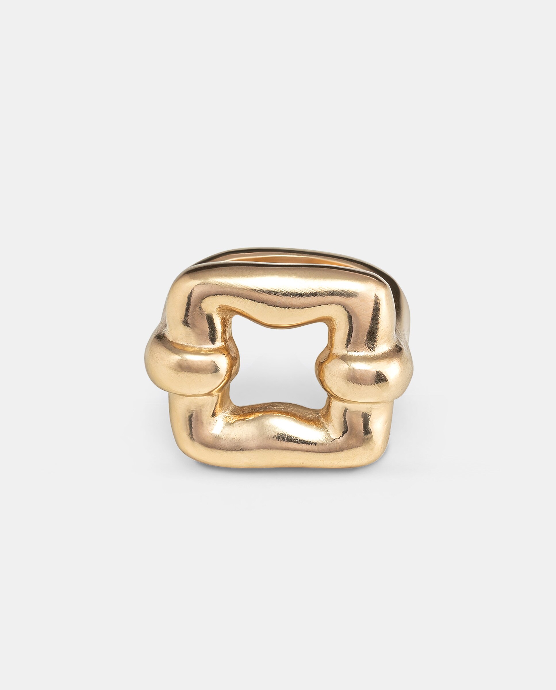 Anel Elo Quadrado Banhado a Ouro de 18k Ouro-3