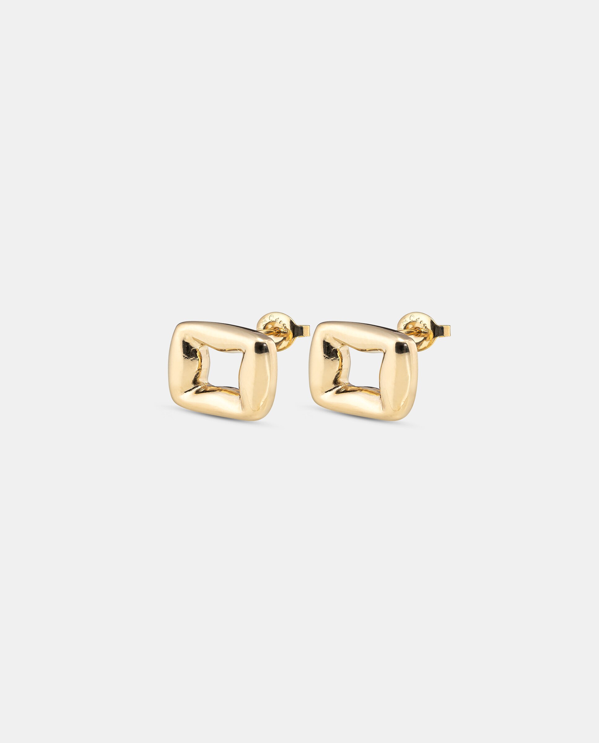 Brincos Banhados a Ouro 18k com Forma de Elo Pequeno Ouro-3