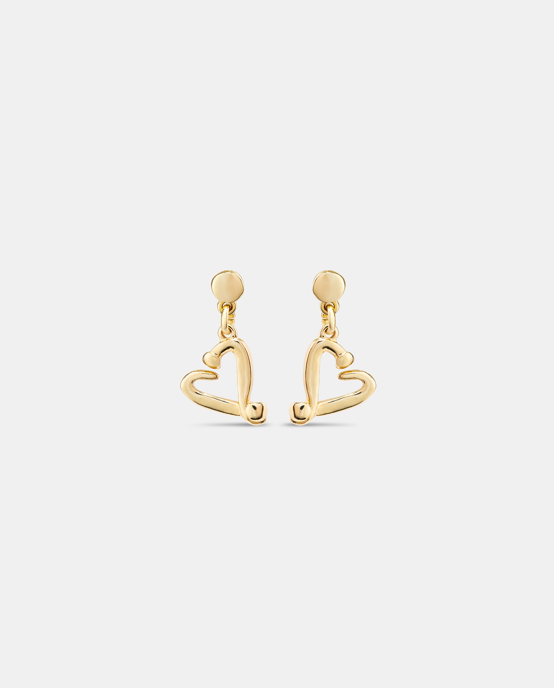 Brincos Banhados em Ouro 18k com Forma de Coração Clavado Ouro-1