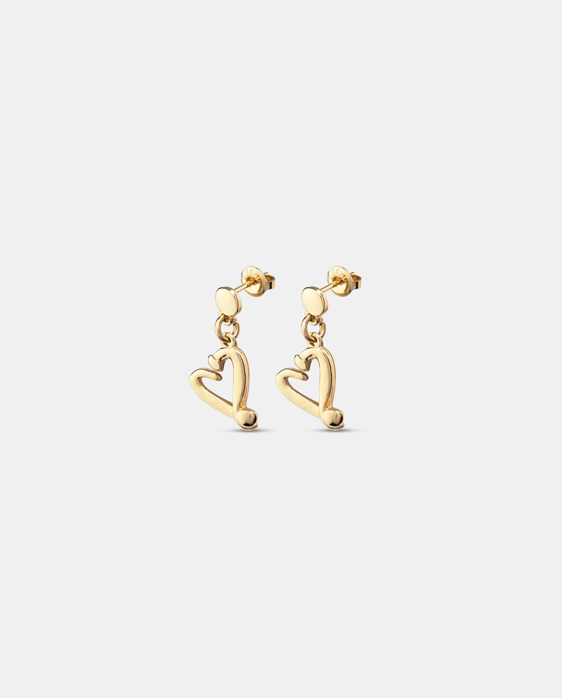 Brincos Banhados em Ouro 18k com Forma de Coração Clavado Ouro-2