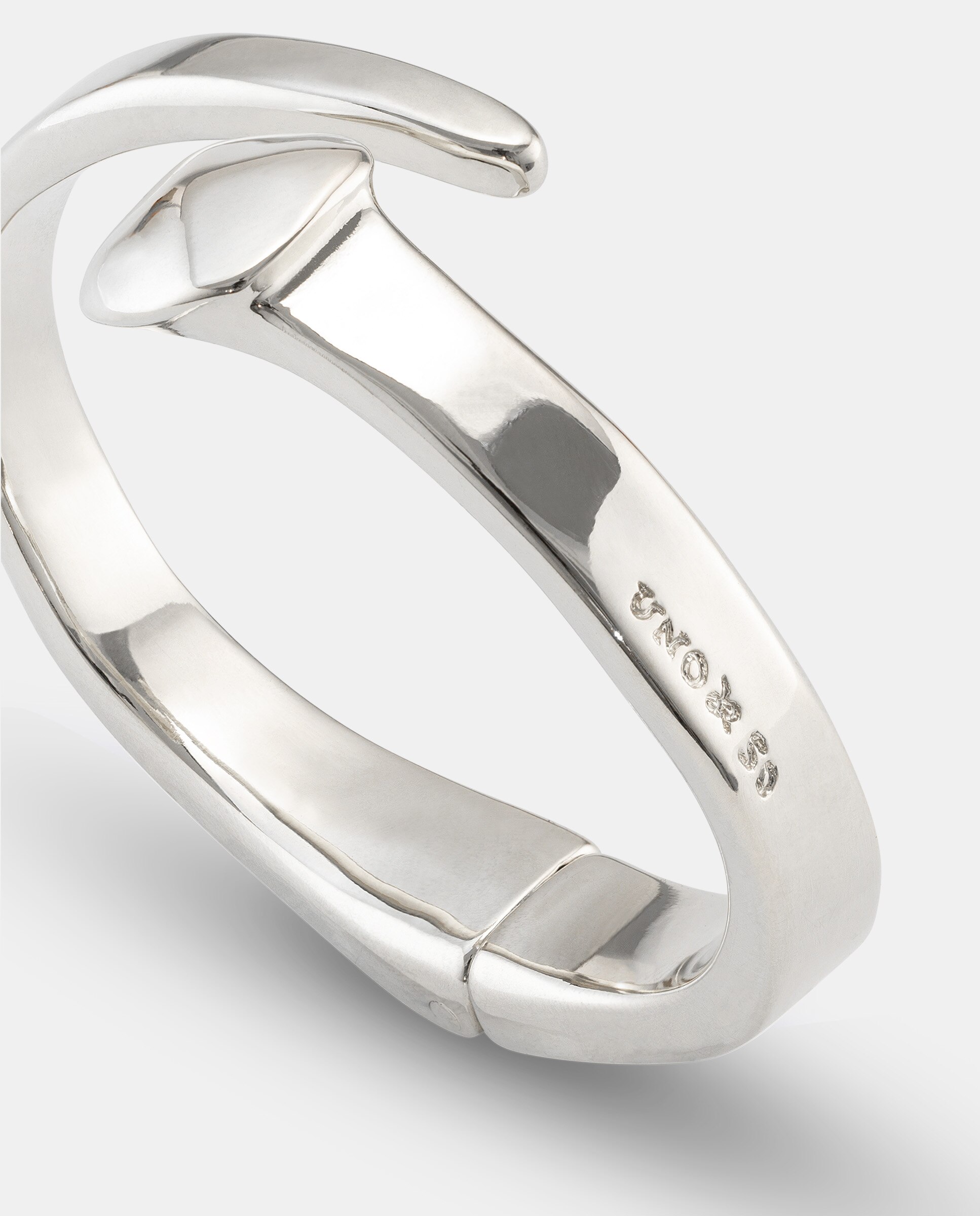 Pulseira Banhada em Prata de Lei de Fundição com Mola Oculta e Forma de Prego Prata-3