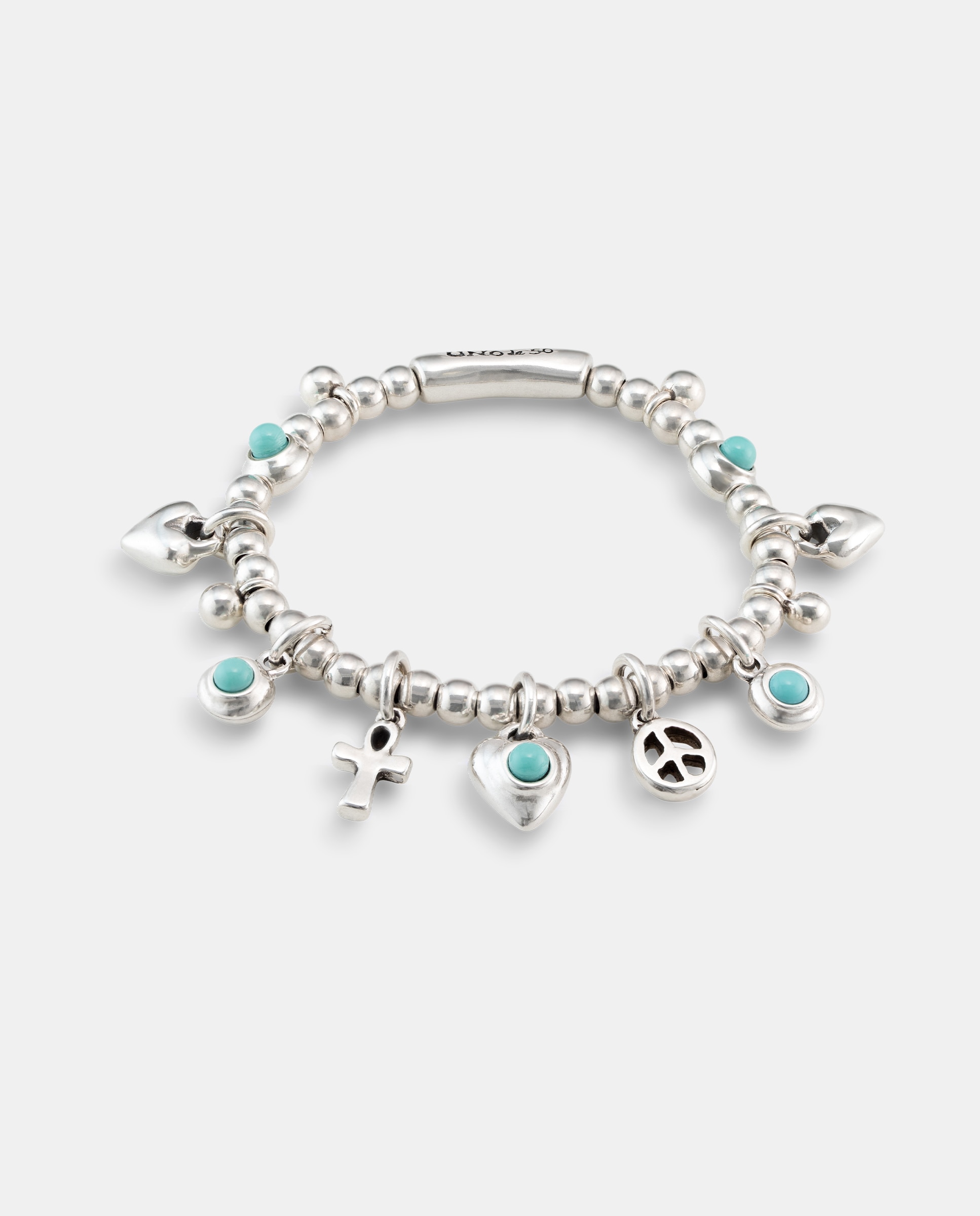 Pulseira de Bolas Banhadas em Prata de Lei com Charms Prata-1