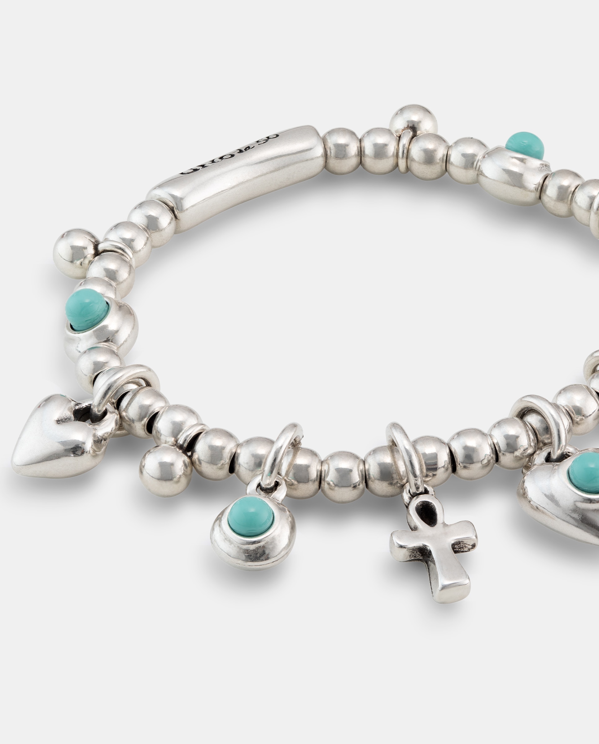Pulseira de Bolas Banhadas em Prata de Lei com Charms Prata-3