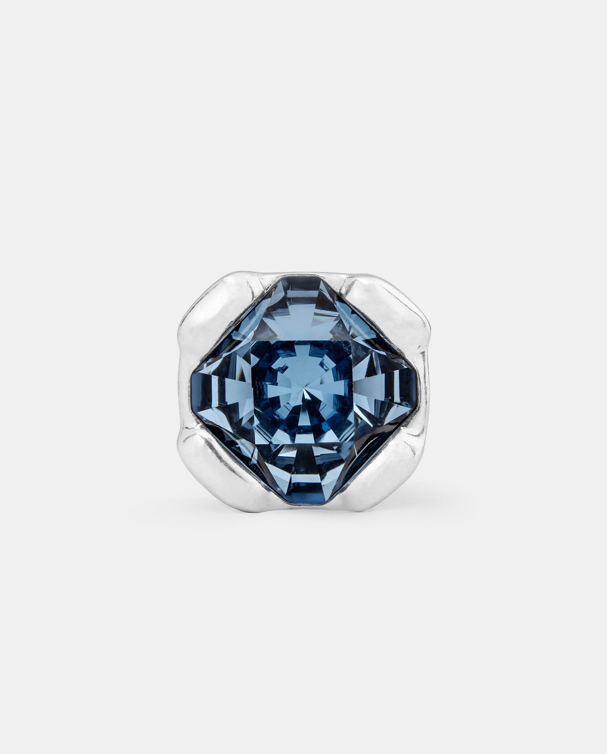 Anel Banhado em Prata de Lei com Cristal Azul Prata-3