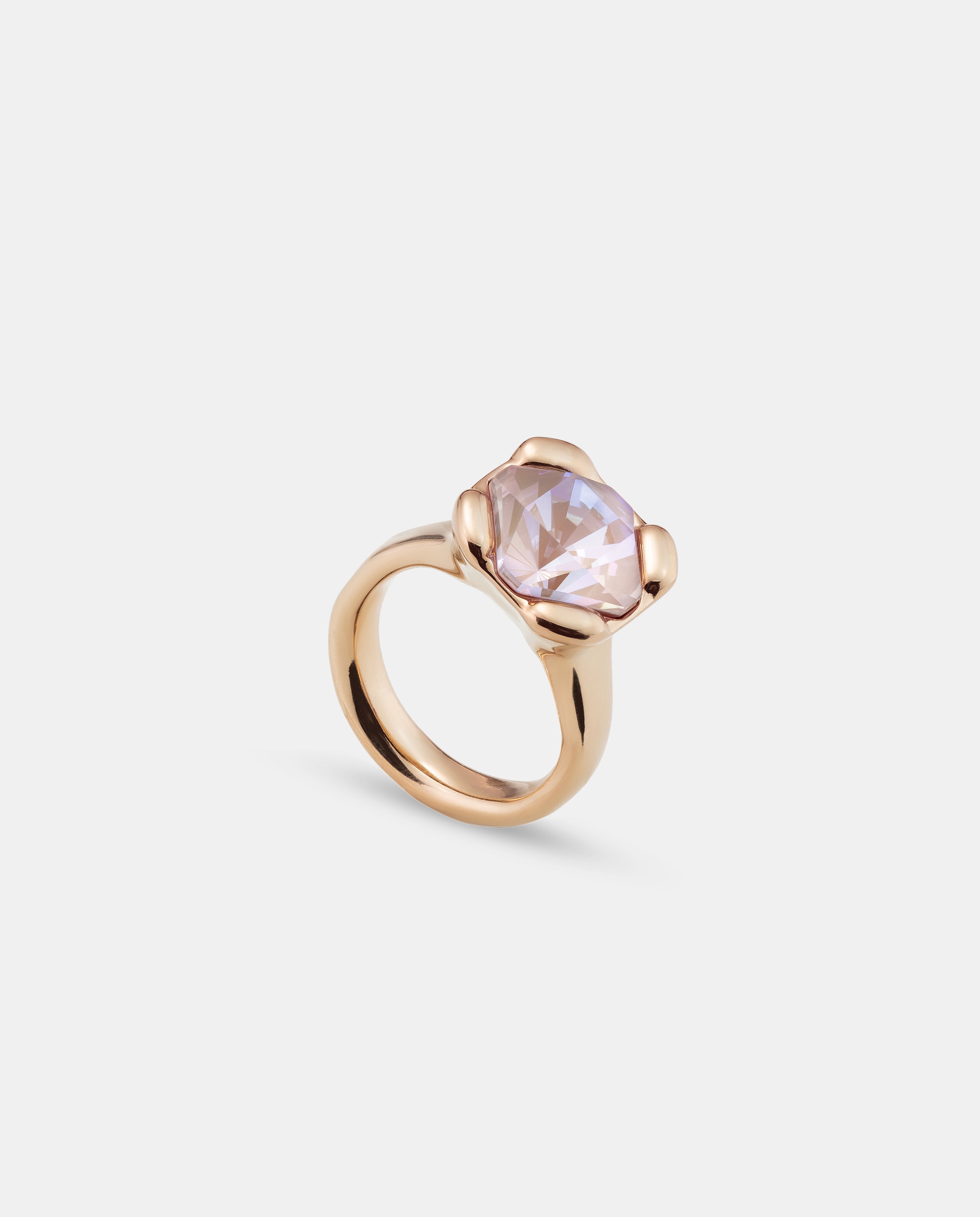 Anel Banhado a Ouro 18k com Cristal Rosa Ouro-1
