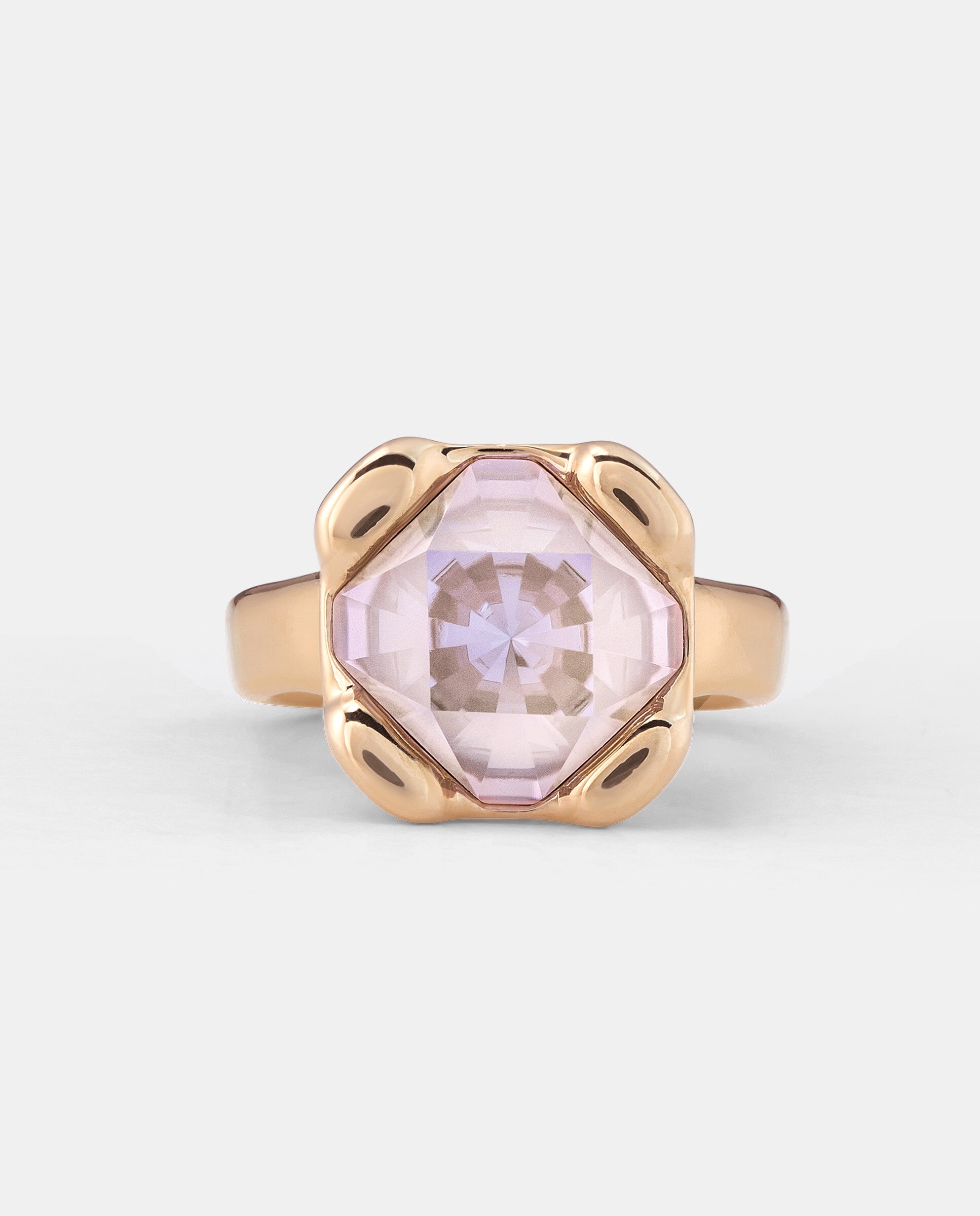 Anel Banhado a Ouro 18k com Cristal Rosa Ouro-3