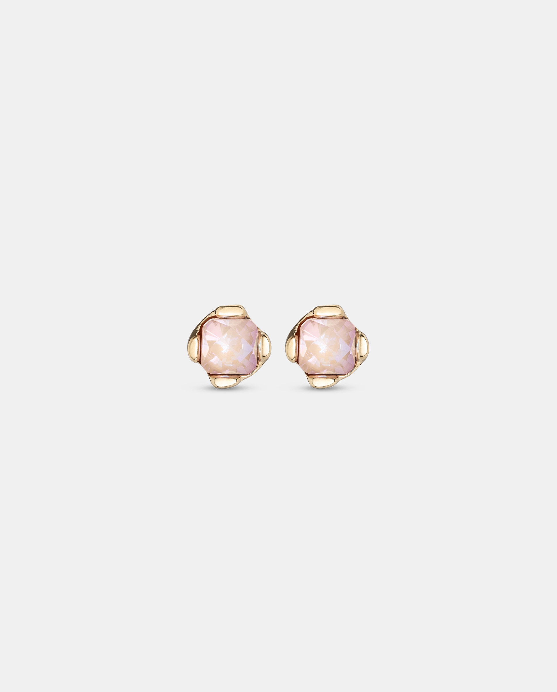 Brincos Banhados a Ouro 18k com Cristal Facetado Pequeno em Rosa Ouro-1