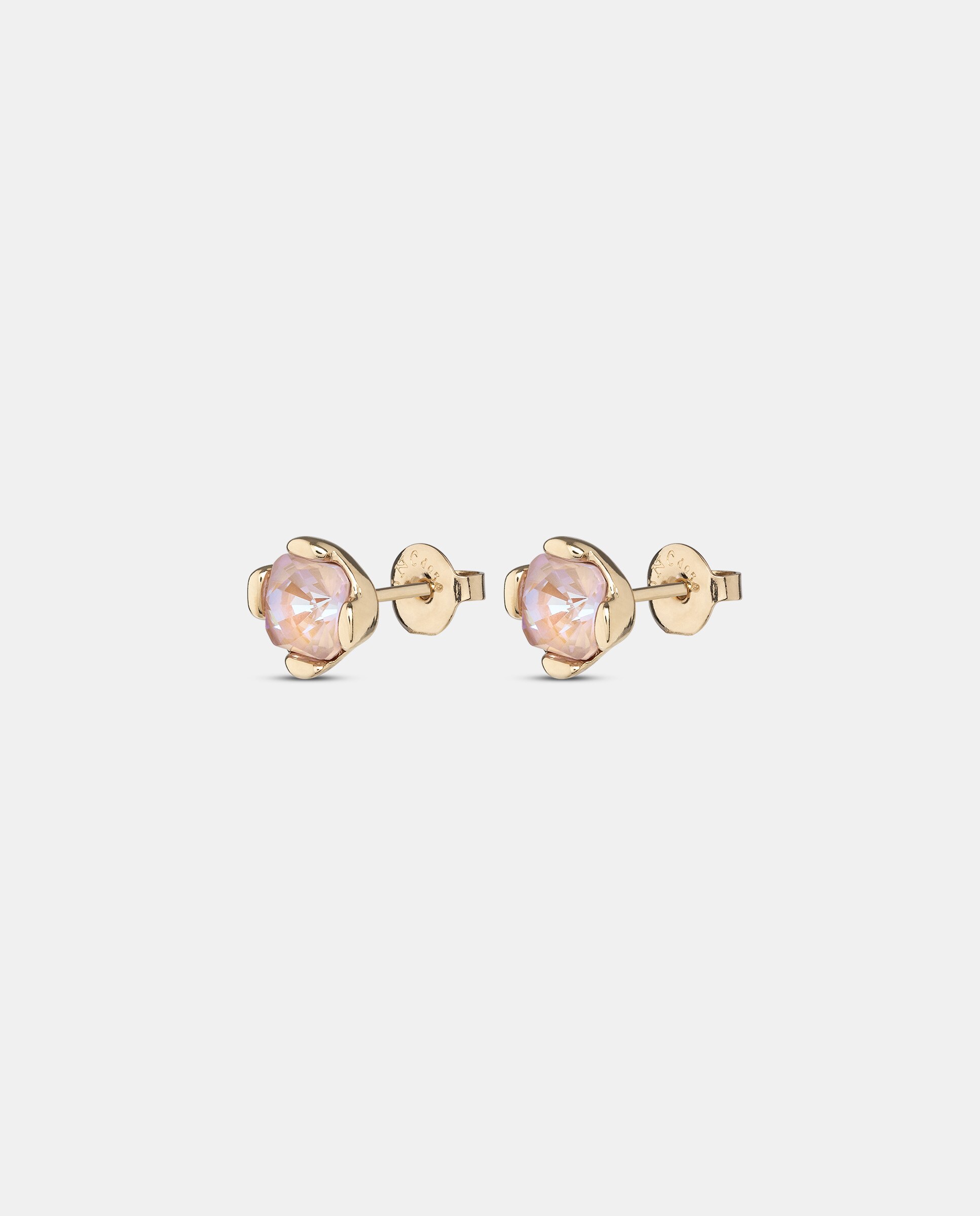 Brincos Banhados a Ouro 18k com Cristal Facetado Pequeno em Rosa Ouro-3