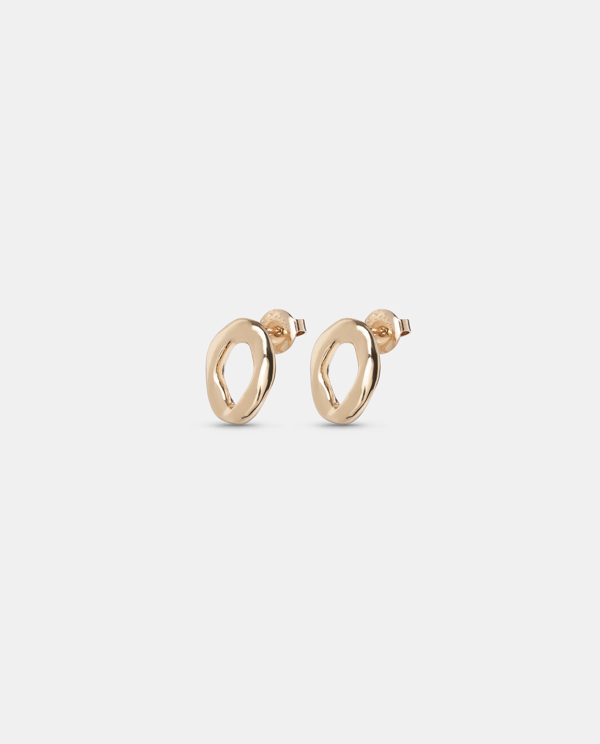 Brincos Banhados a Ouro 18k com Forma de Elo Ouro-2