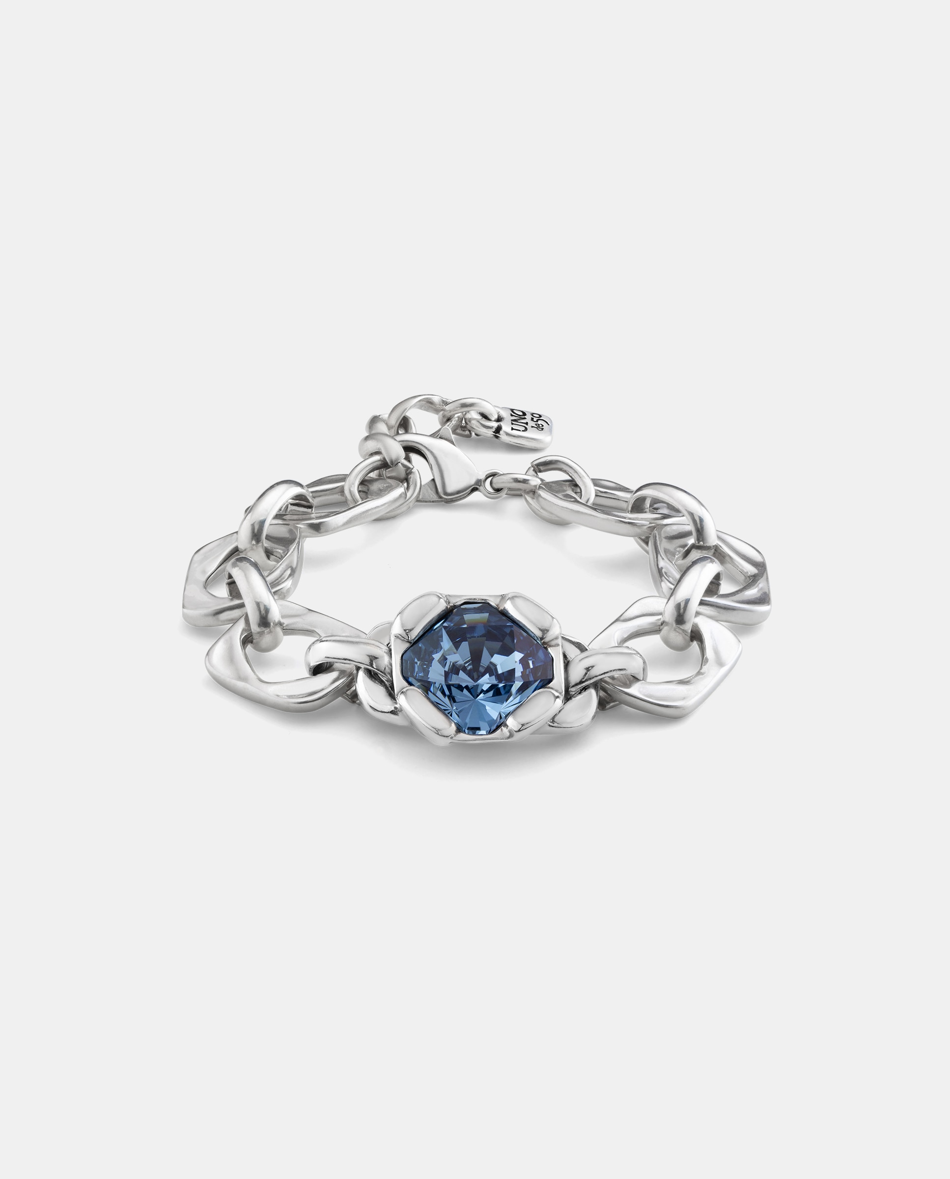 Pulseira Banhada em Prata de Lei com Elos e Cristal Prata-1