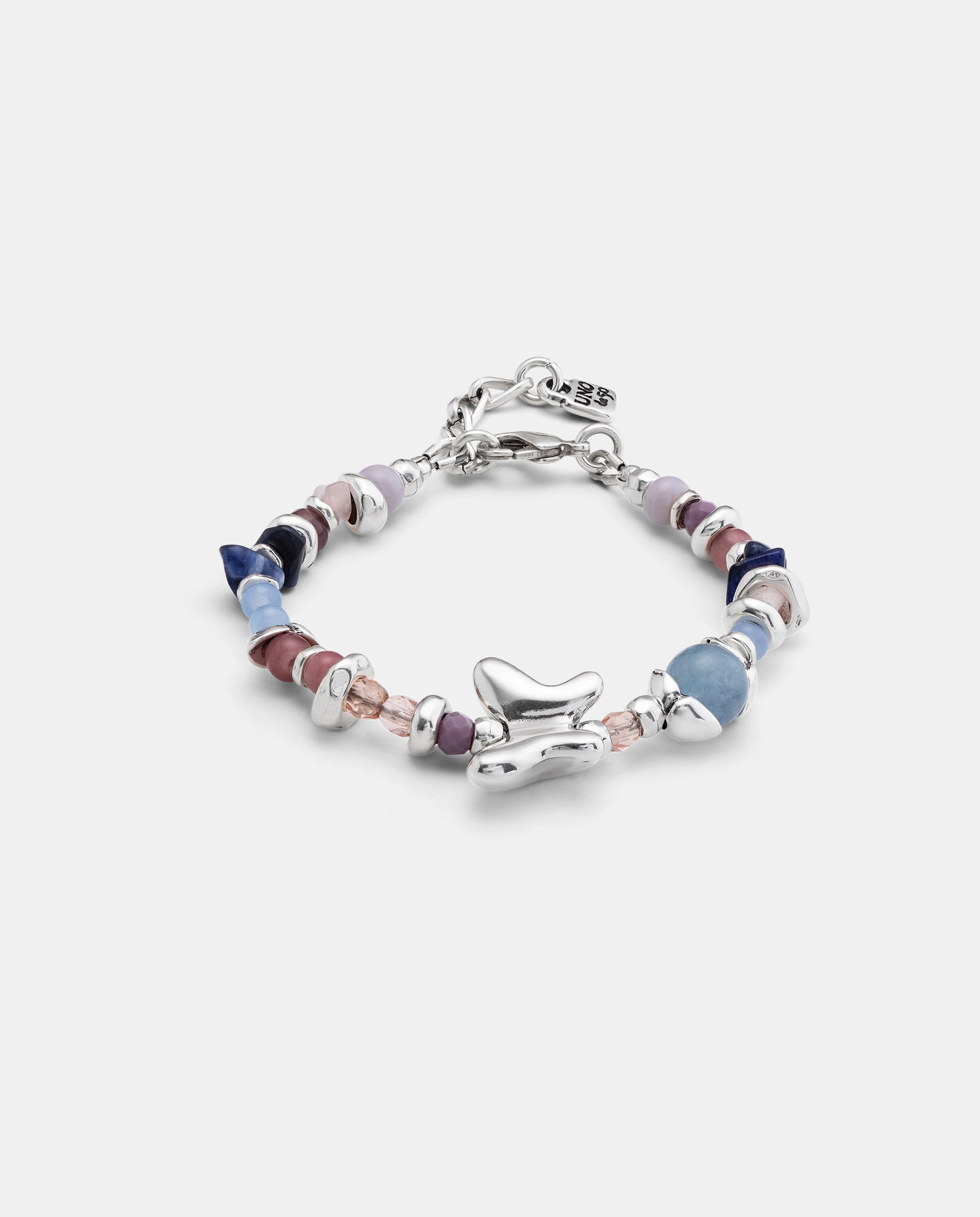 Pulseira Banhada em Prata de Lei com Cristais Artesanais Multicolor Prata-1