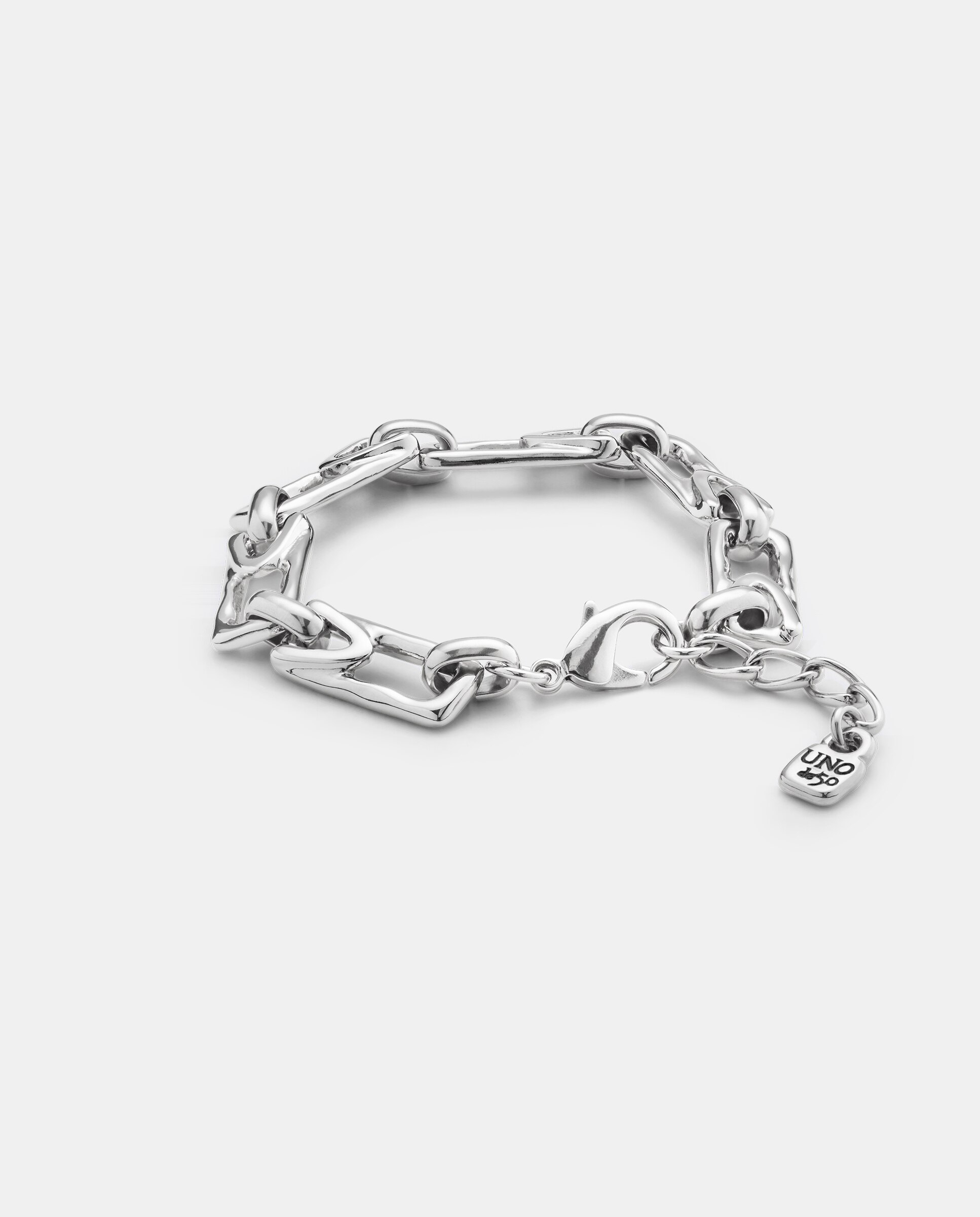 Pulseira Banhada em Prata de Lei com Elos Retangulares Médios Prata-2