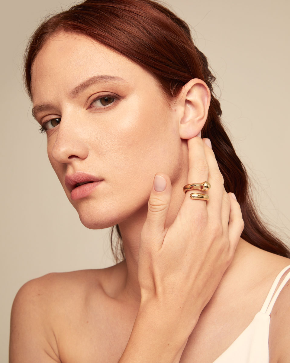 Anel Banhado a Ouro 18k Ouro-4