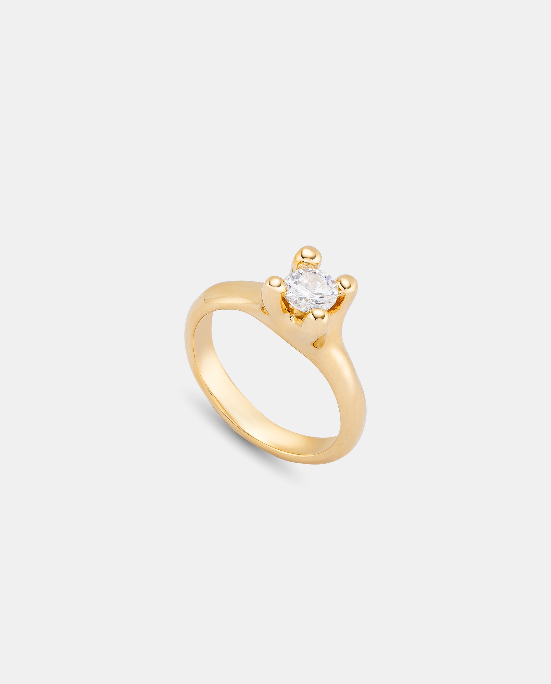 Anel Banhado a Ouro 18k com Zirconita Branca Ouro-1