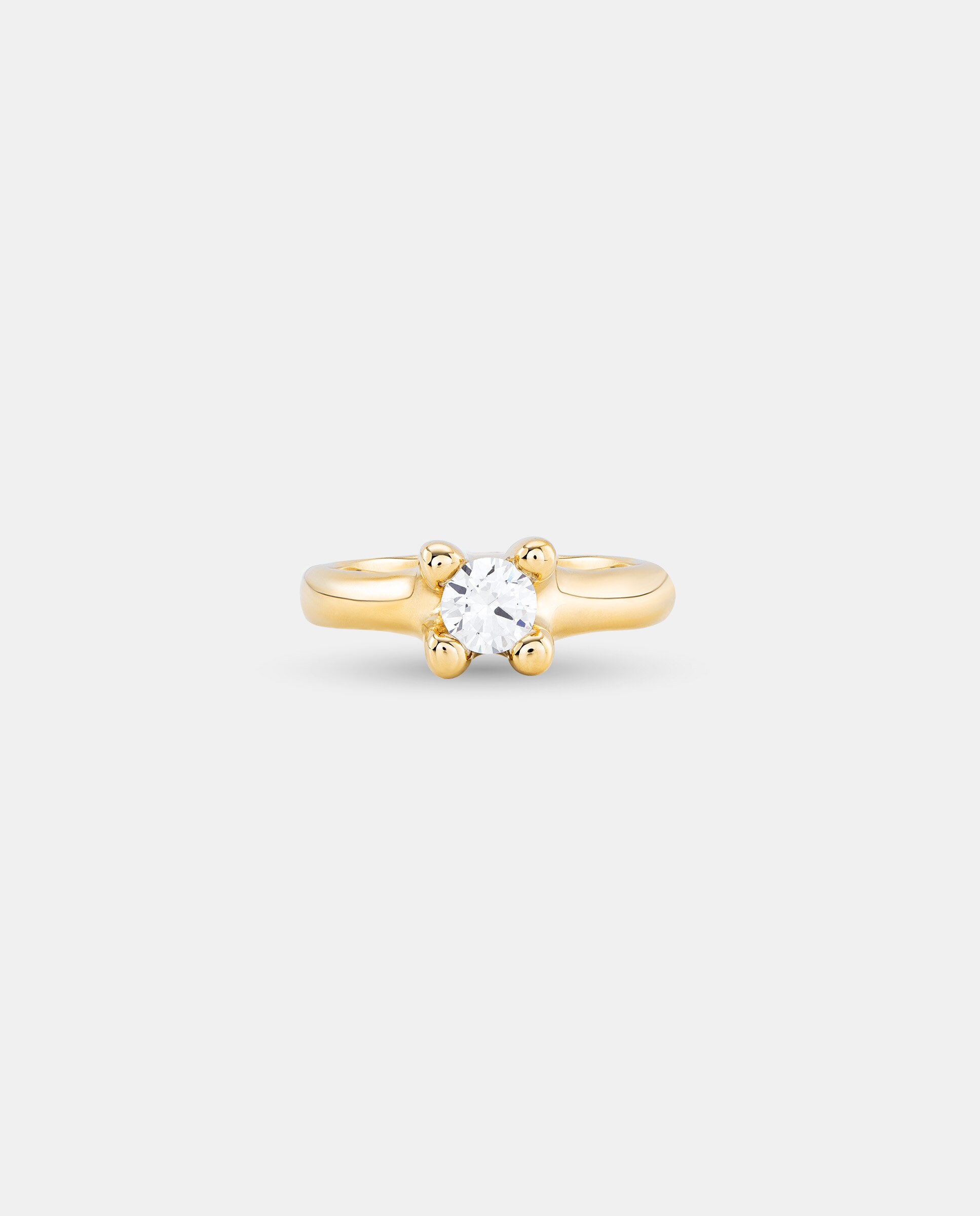 Anel Banhado a Ouro 18k com Zirconita Branca Ouro-2