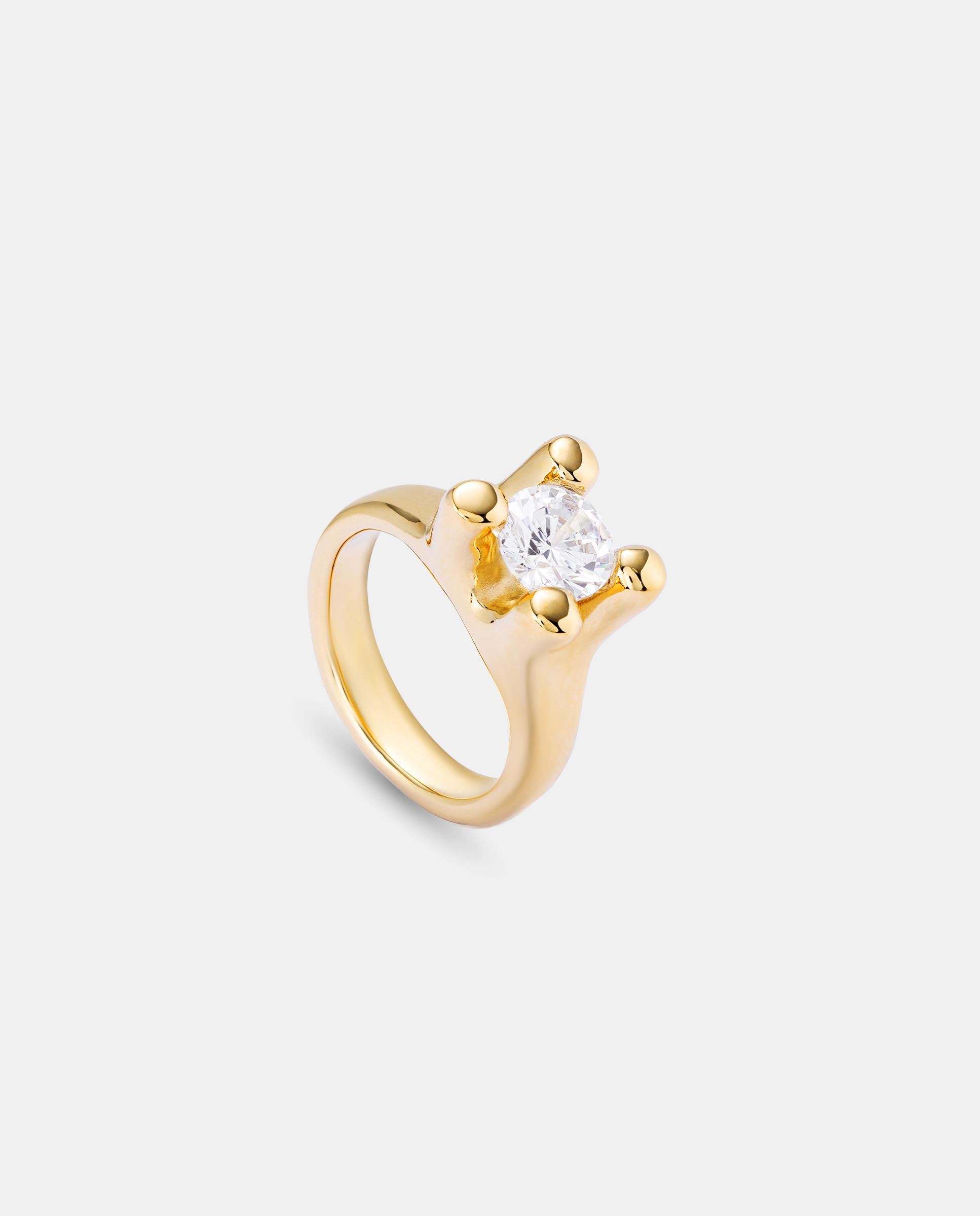 Anel Banhado a Ouro 18k com Zirconita Branca Ouro-1