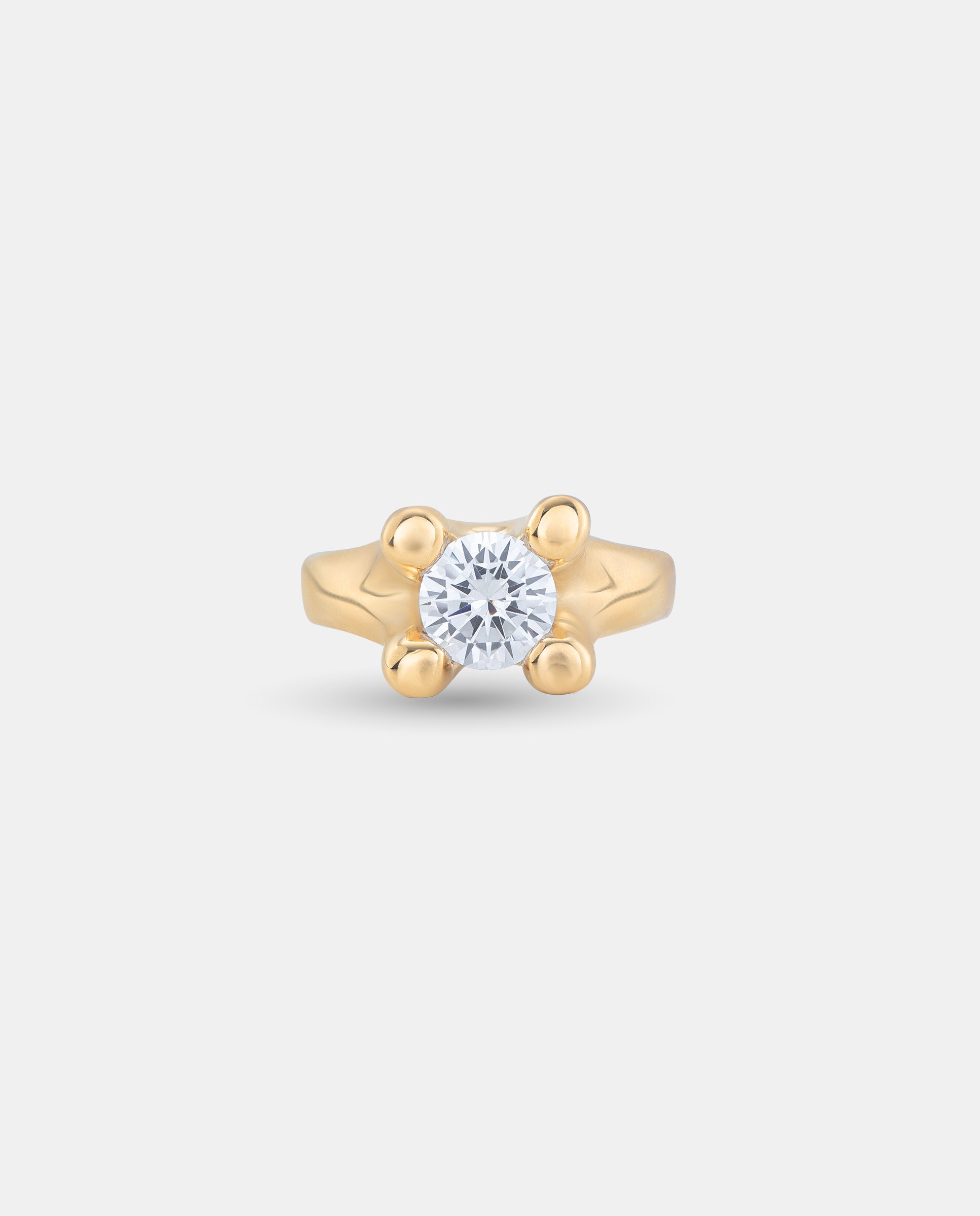 Anel Banhado a Ouro 18k com Zirconita Branca Ouro-2