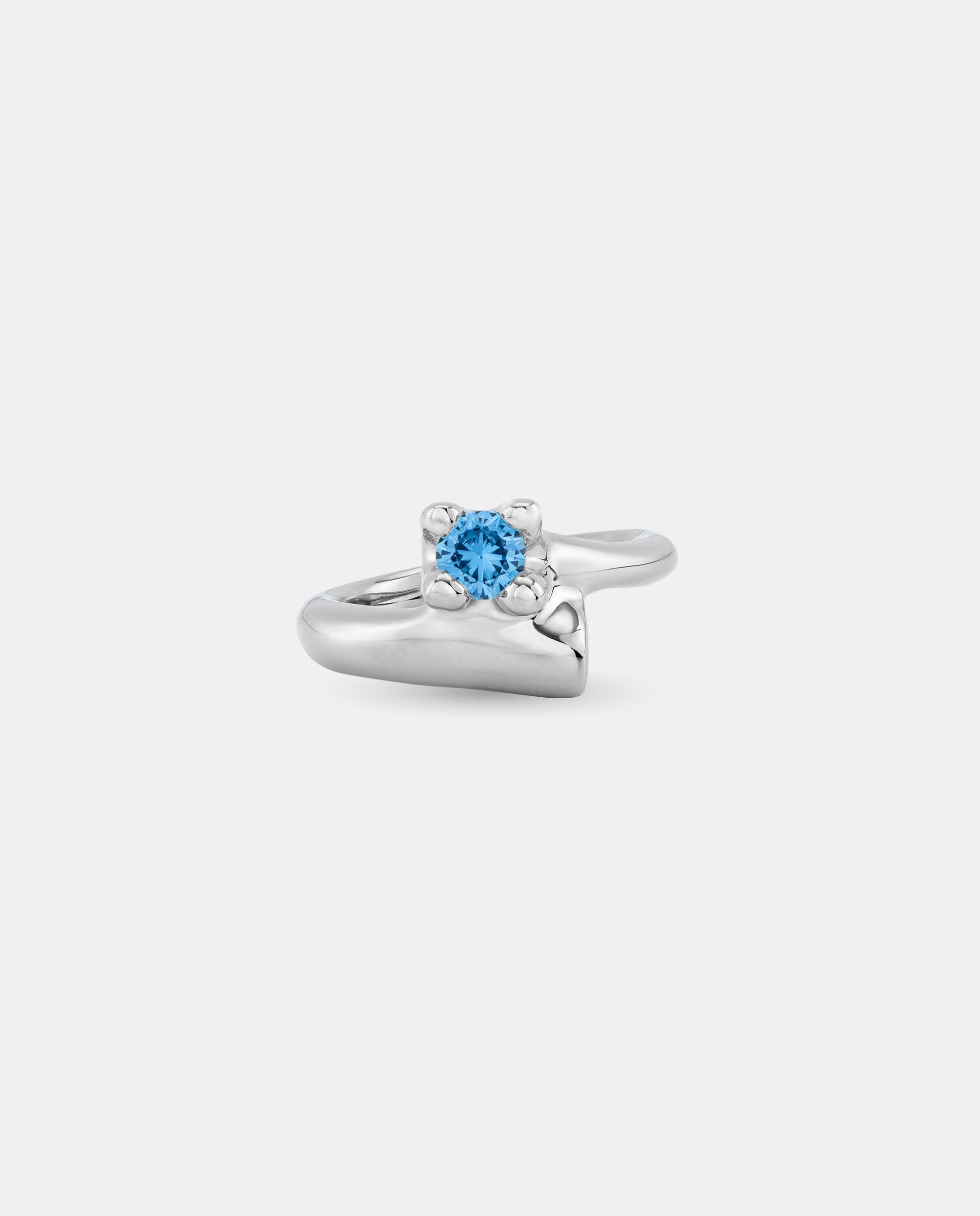 Anel de Liga de Metais Banhado em Prata de Lei com Zirconita Azul Azul-2
