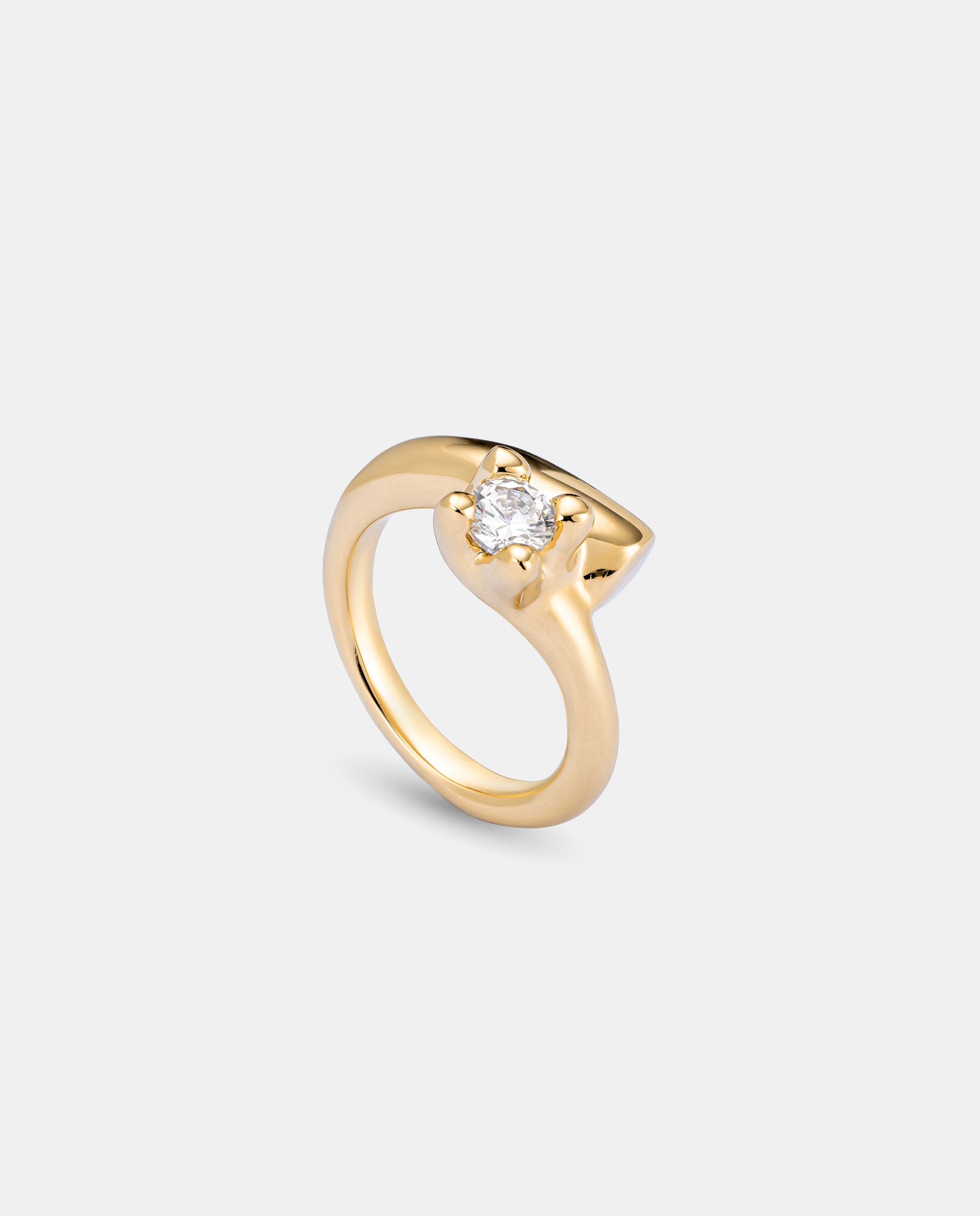 Anel de Liga de Metais Banhado em Ouro 18K com Zirconita Branca Branco-1