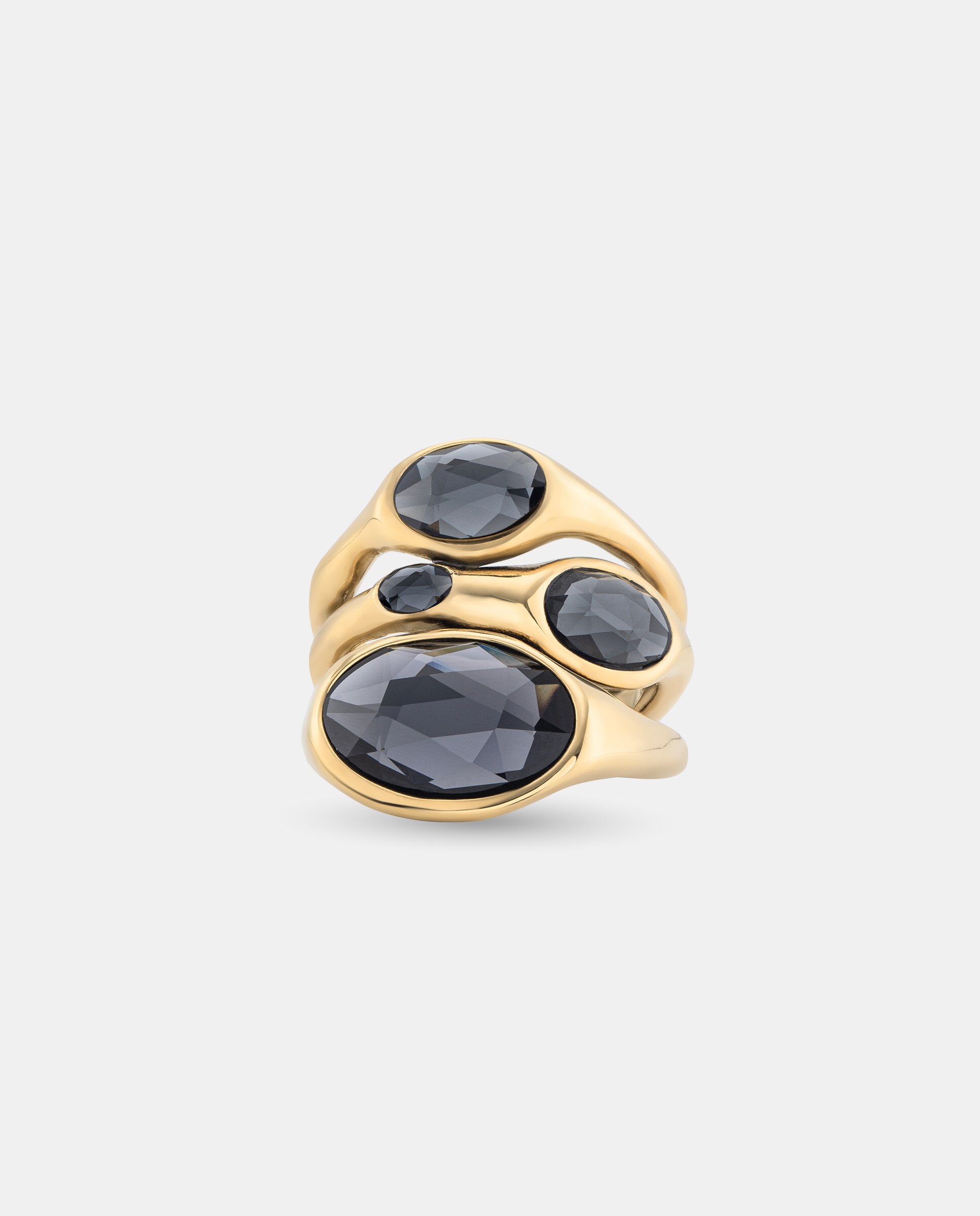 Anel Banhado a Ouro de 18k com Cristais Ouro-2