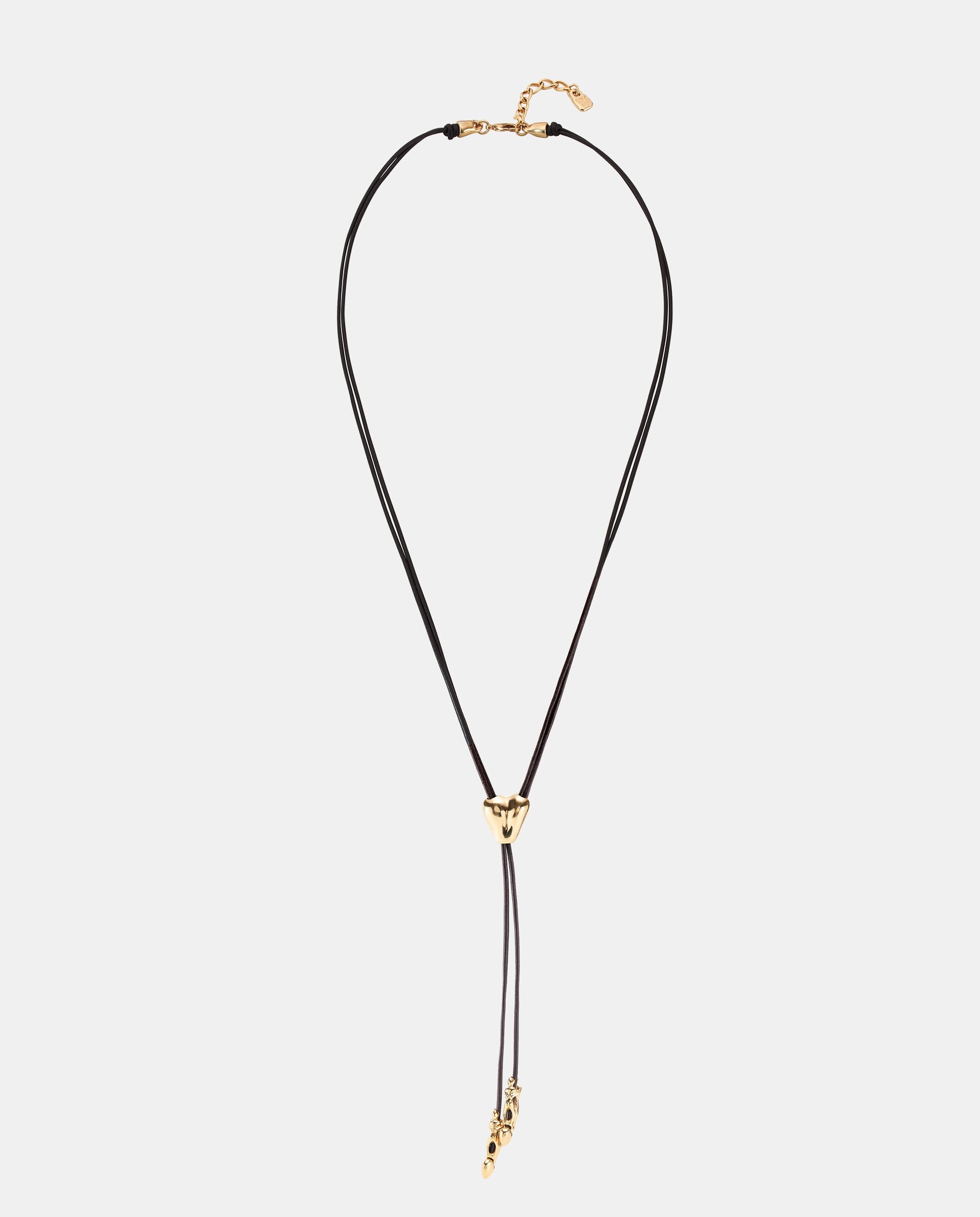 Corrente de Couro com Figuras Banhadas a Ouro 18k Ouro-1