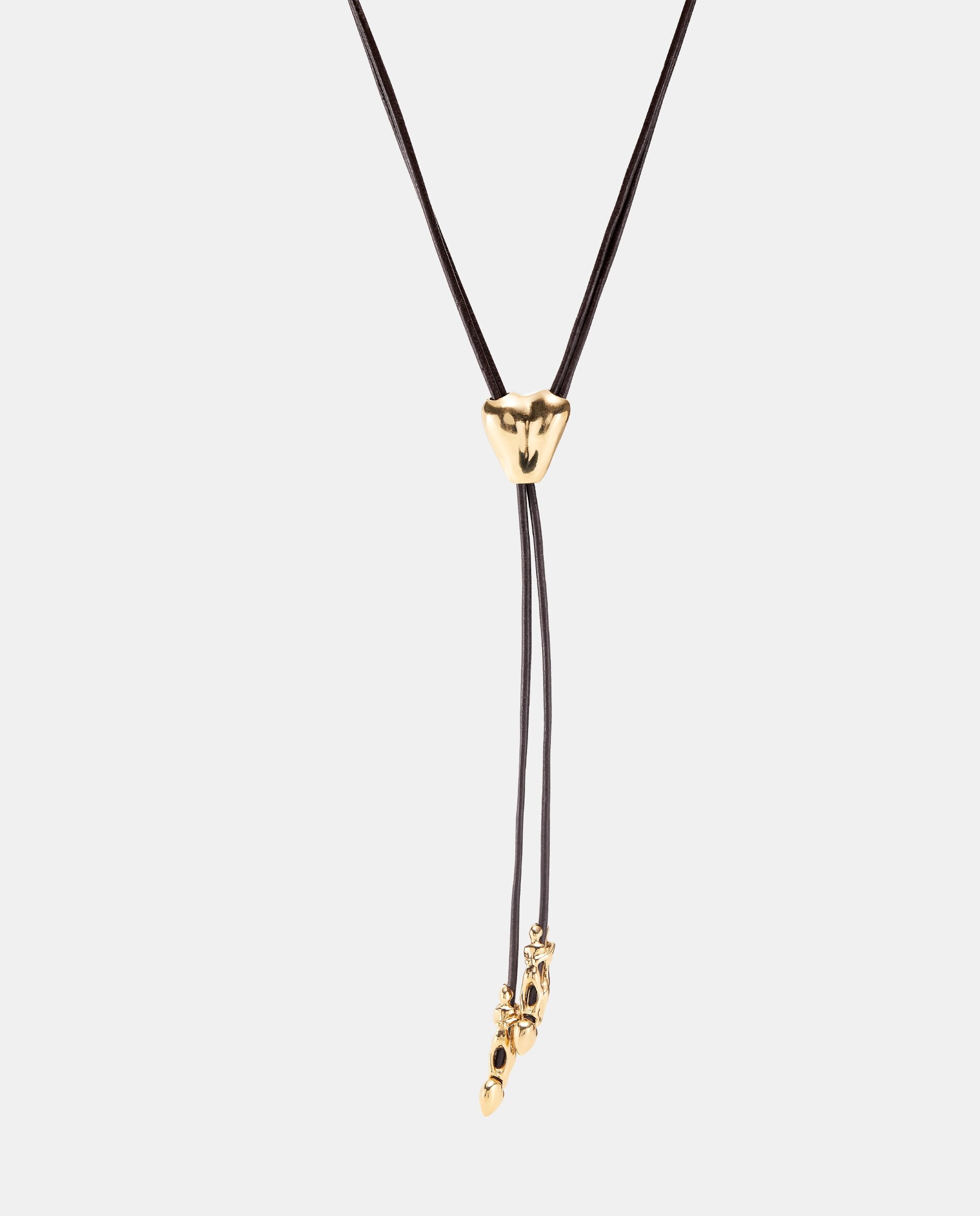 Corrente de Couro com Figuras Banhadas a Ouro 18k Ouro-2