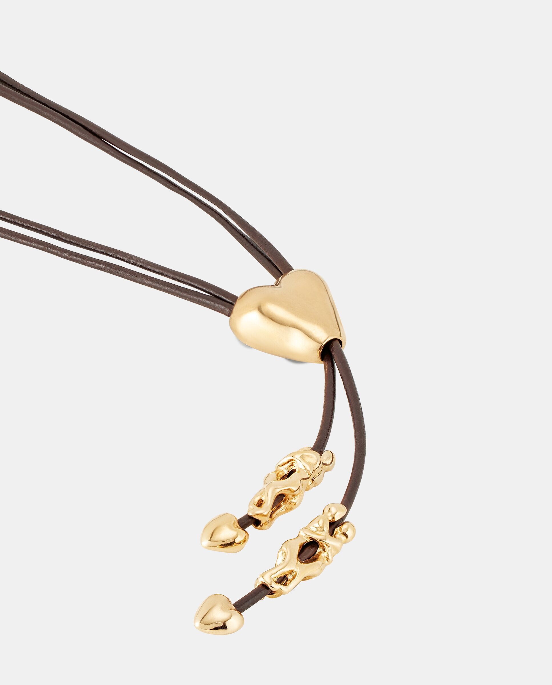Corrente de Couro com Figuras Banhadas a Ouro 18k Ouro-3