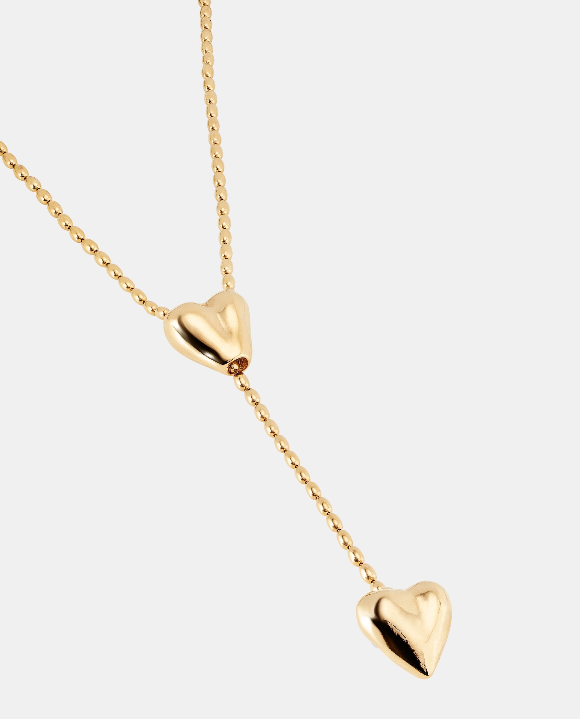 Corrente Banhada a Ouro 18k com Dois Corações Ouro-3