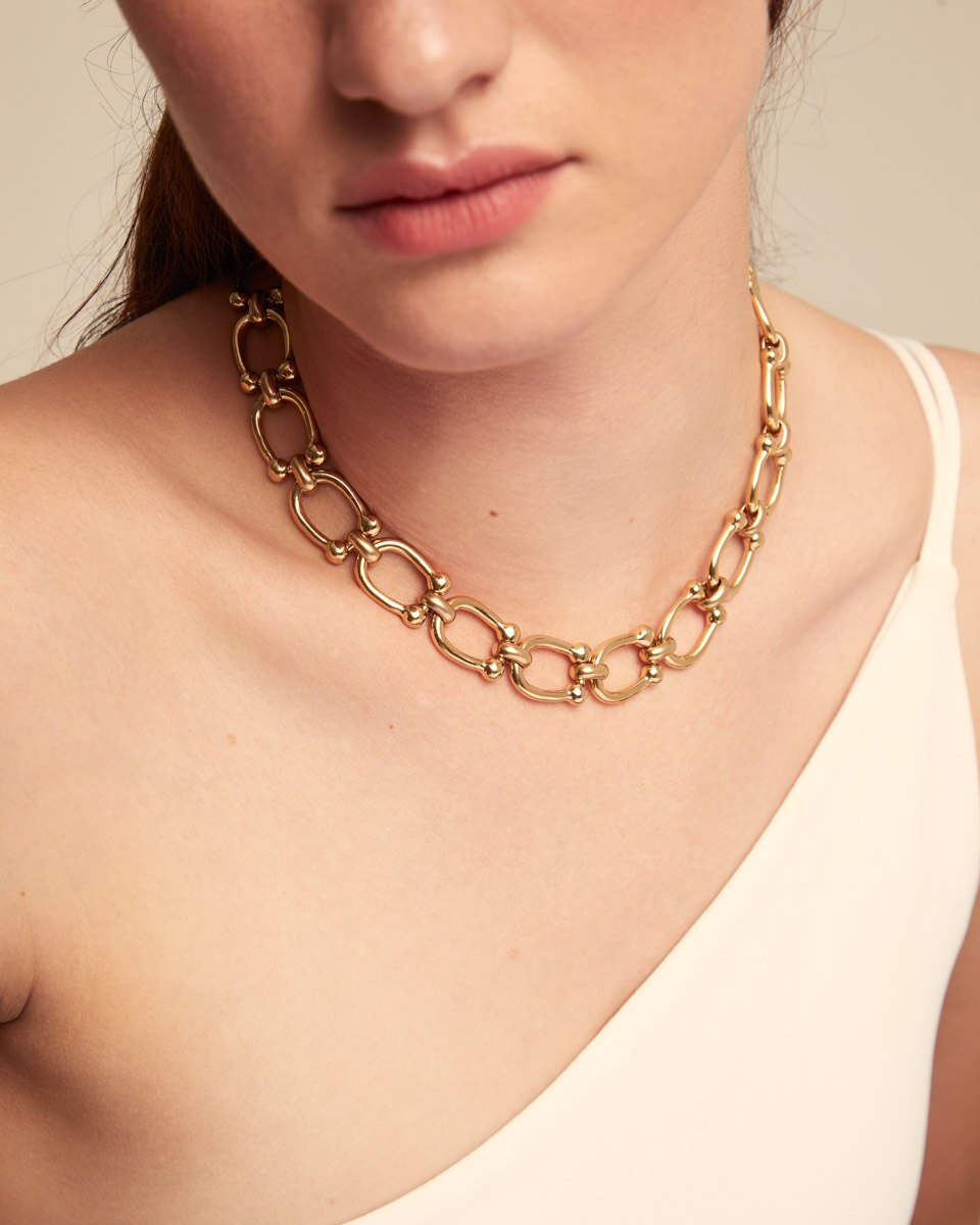 Colar Banhado a Ouro 18k com Elos Médios Ouro-5