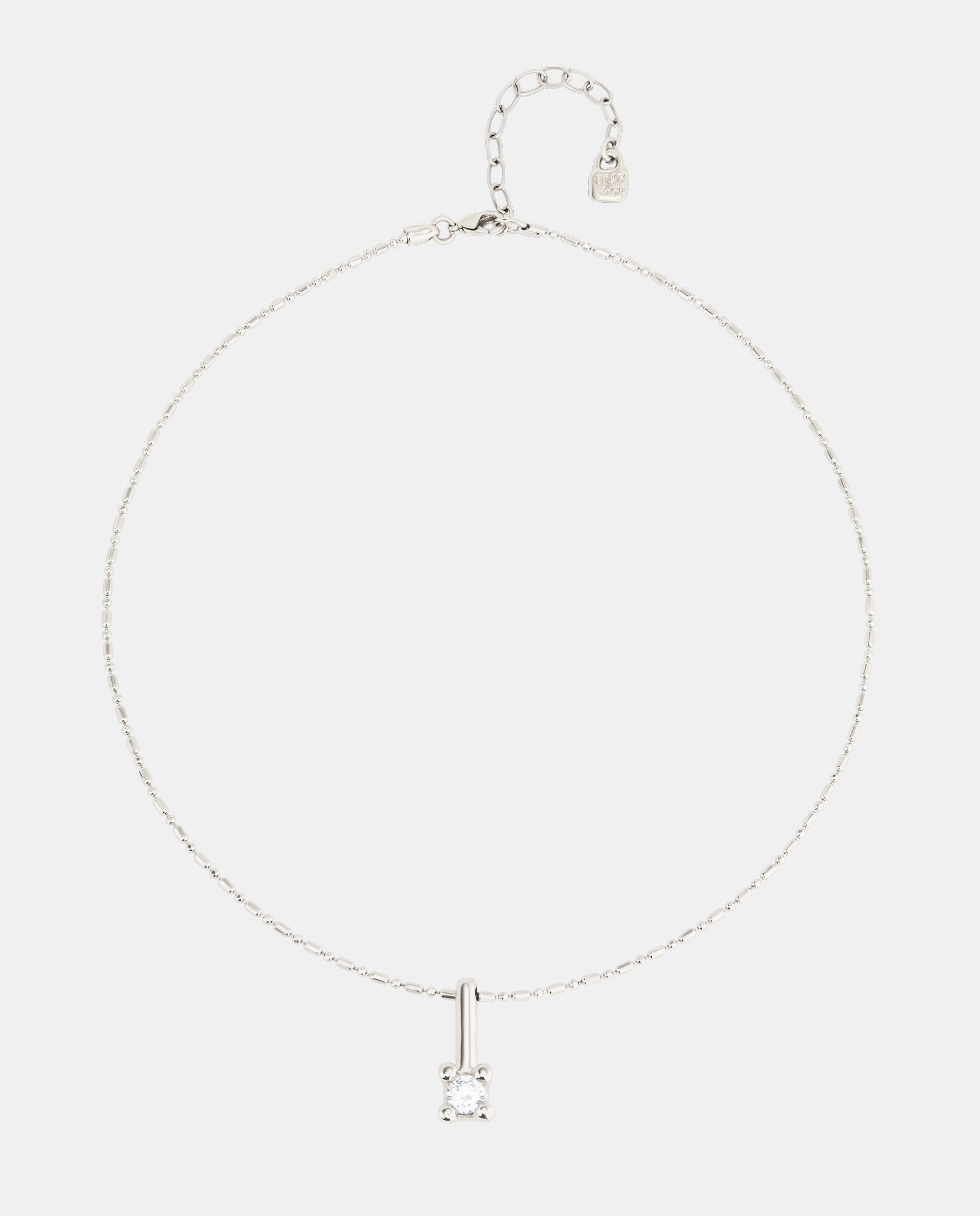 Colar Banhado em Prata de Lei e Zirconita Central Branca Prata-1