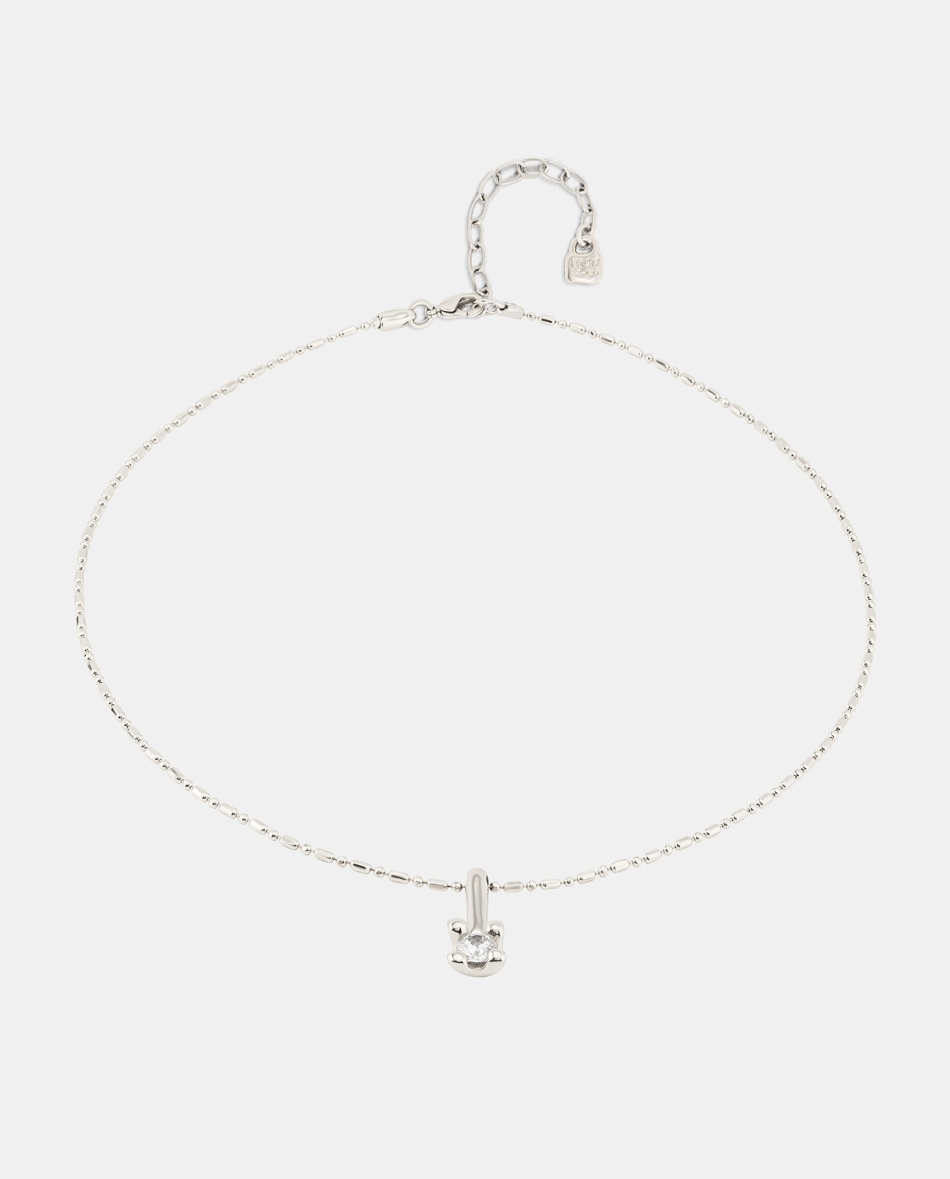 Colar Banhado em Prata de Lei e Zirconita Central Branca Prata-2