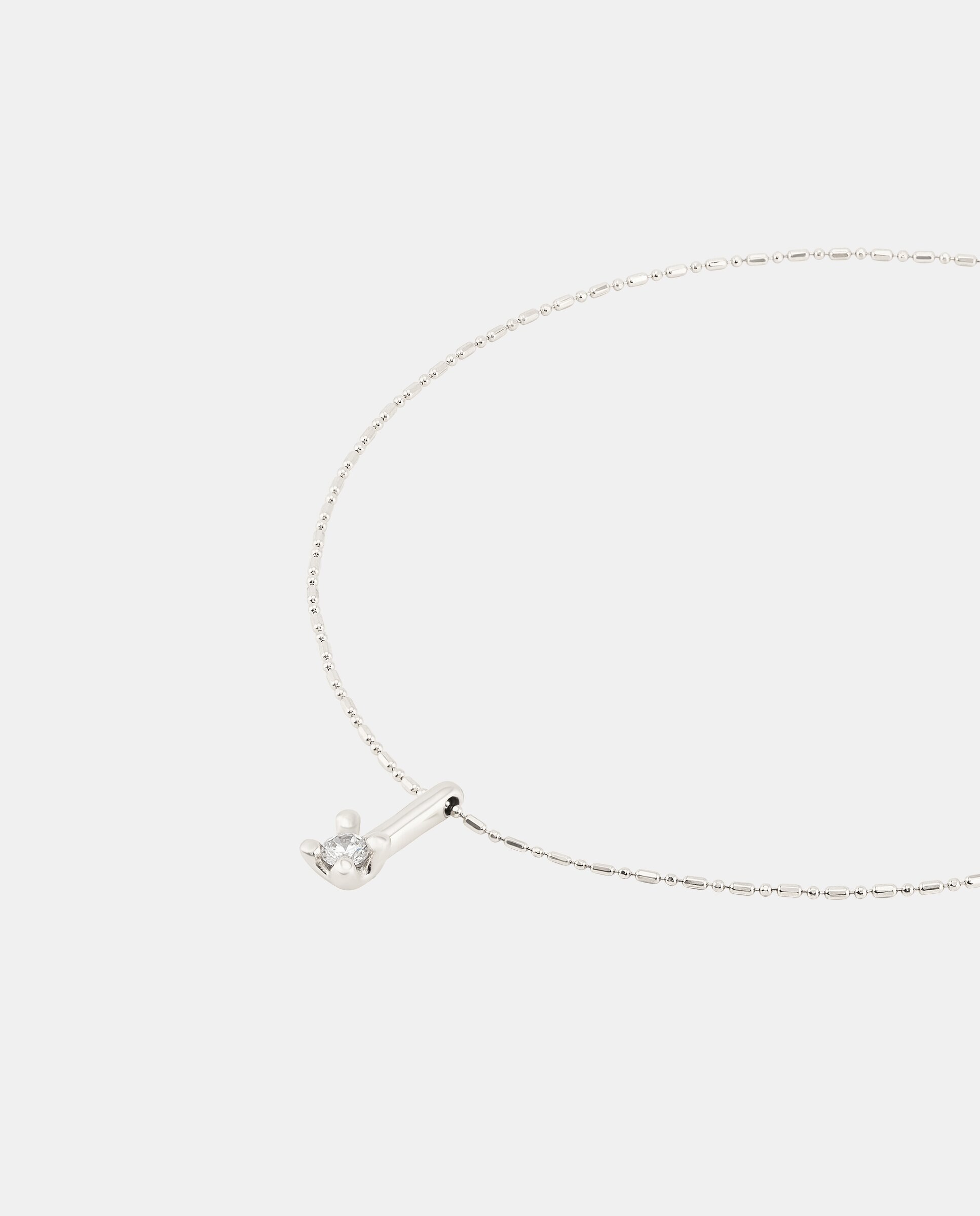 Colar Banhado em Prata de Lei e Zirconita Central Branca Prata-3