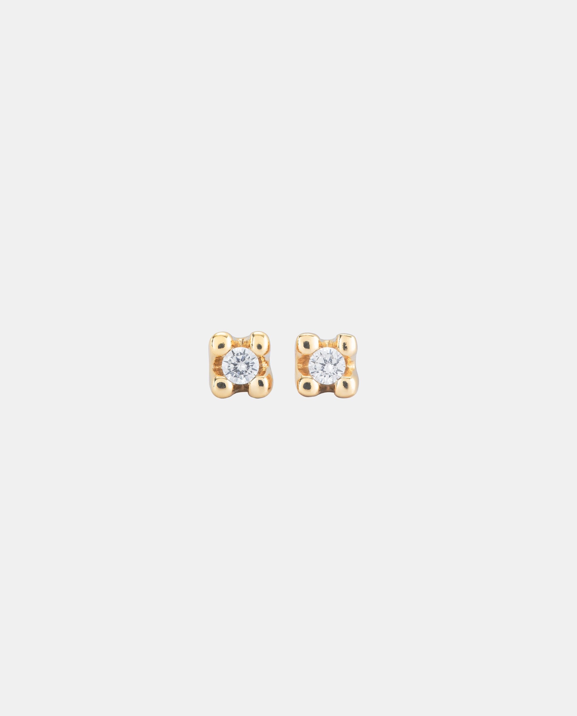 Brincos Banhados em Prata de Lei Ouro 18k com Zirconita Branca Ouro-1